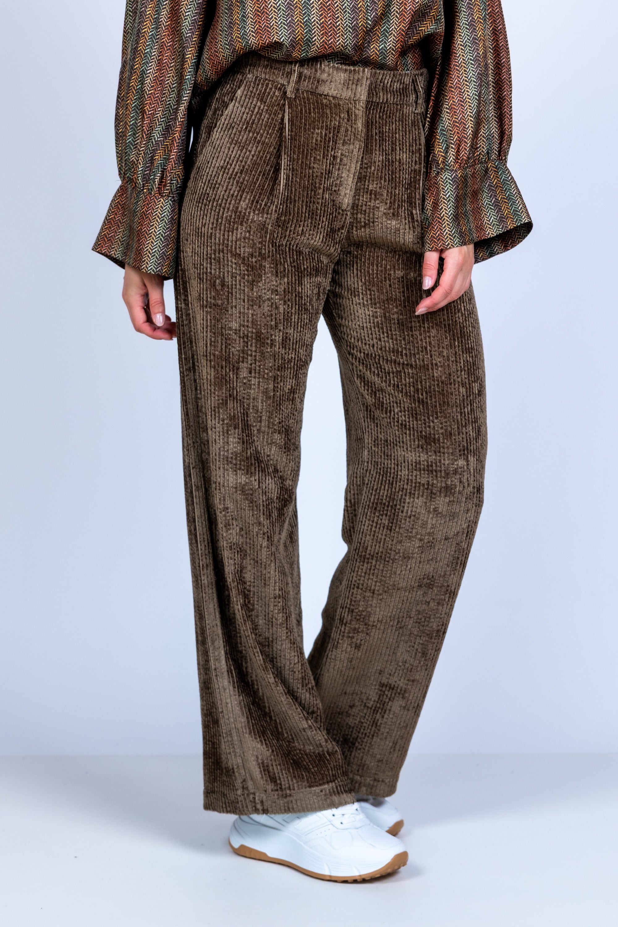 Broek met wijd model - Khaki