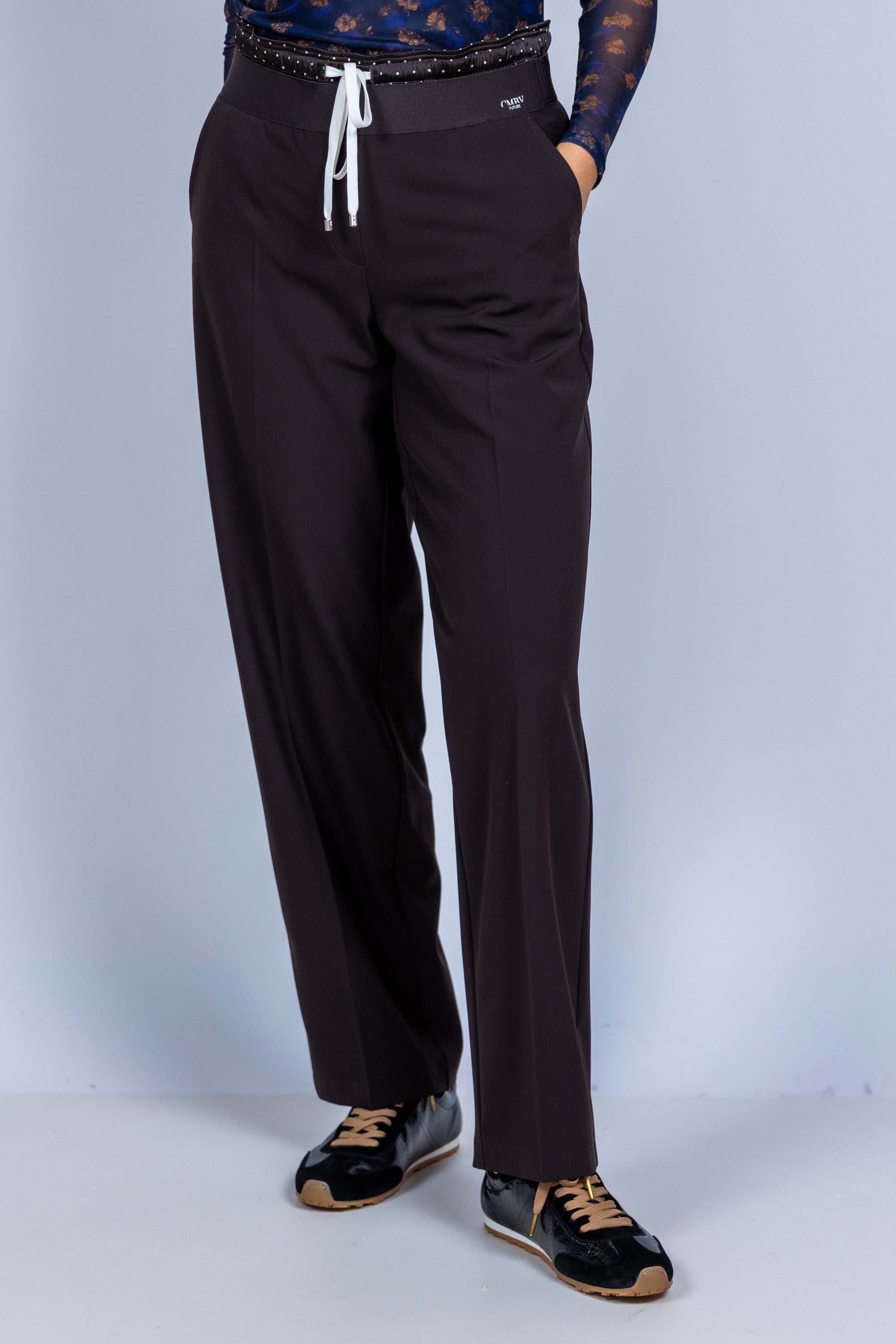 Broek met elastische taille - Bruin