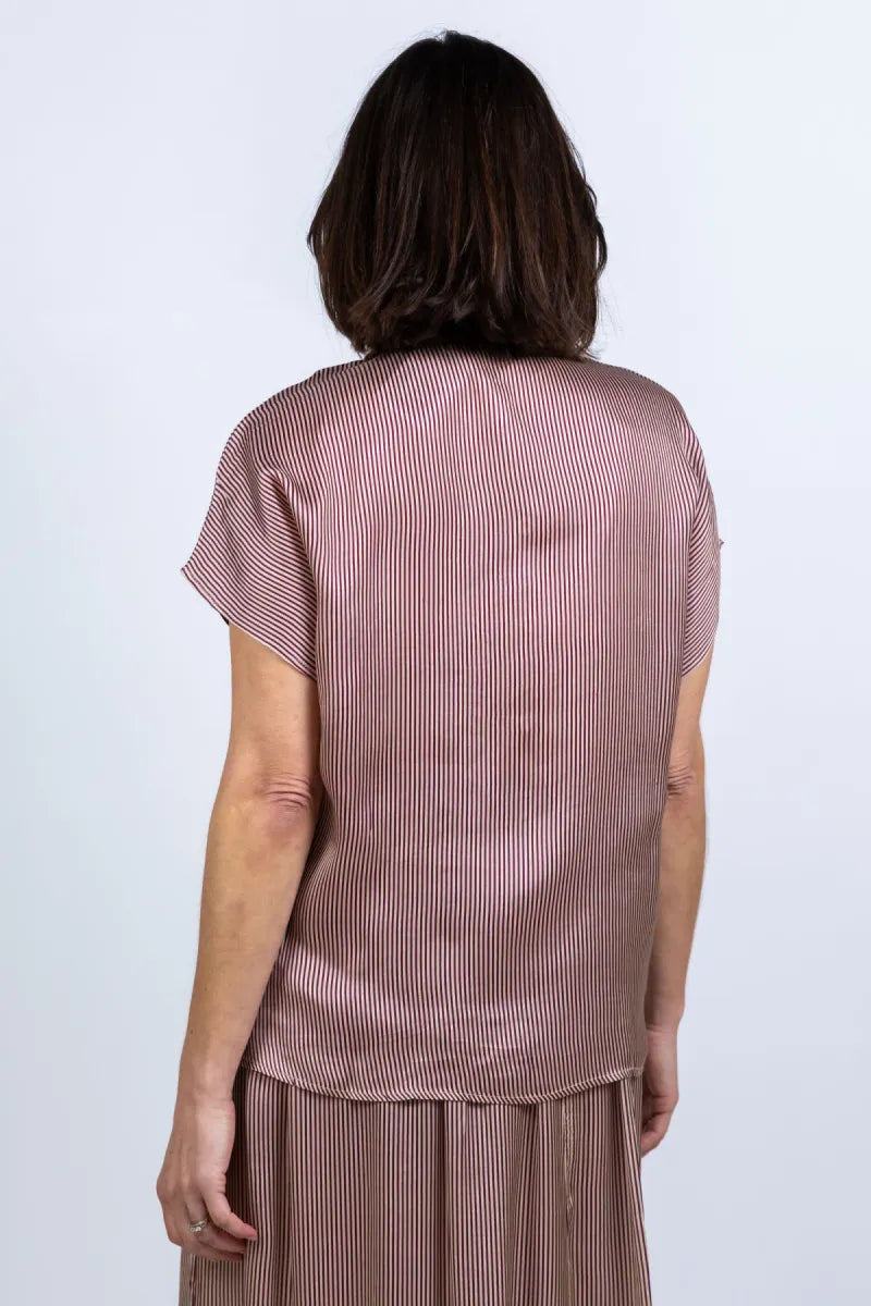 BY-BAR BY-BAR KARLY VISCOSE STR Blouse met strepen - Burgundy