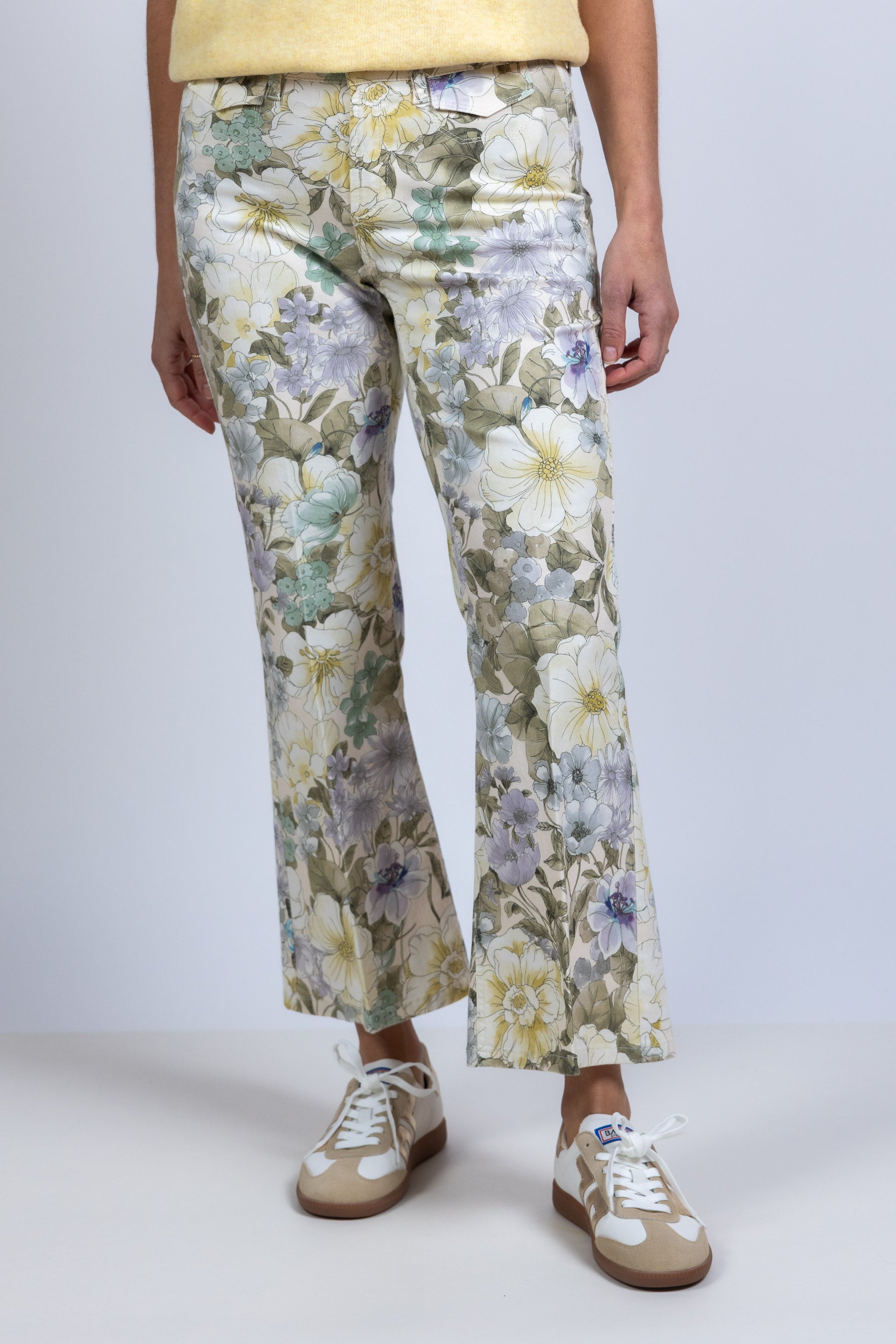 Broek met bloemenprint - Vanille