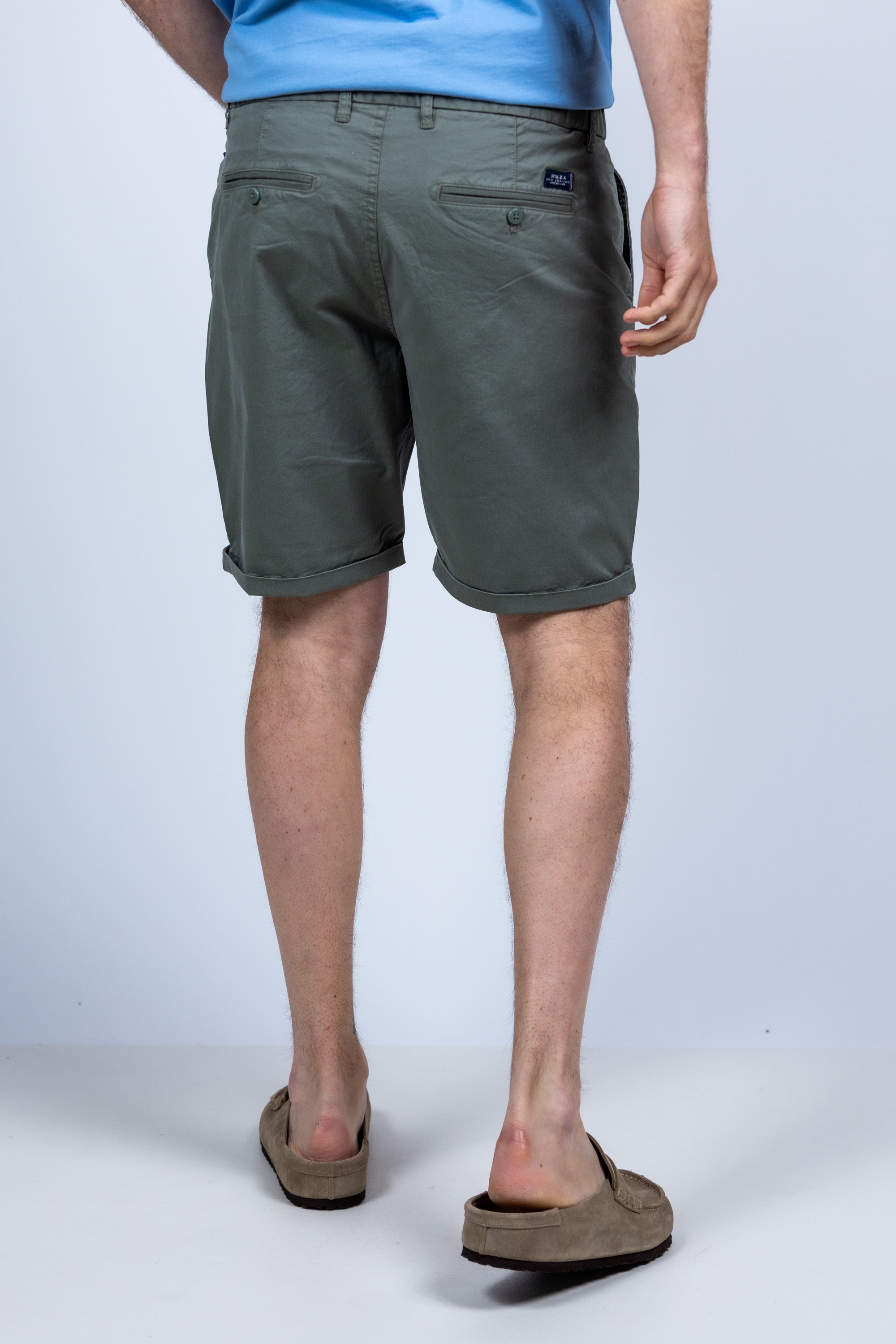 Korte broek met omslag - Olijfgroen