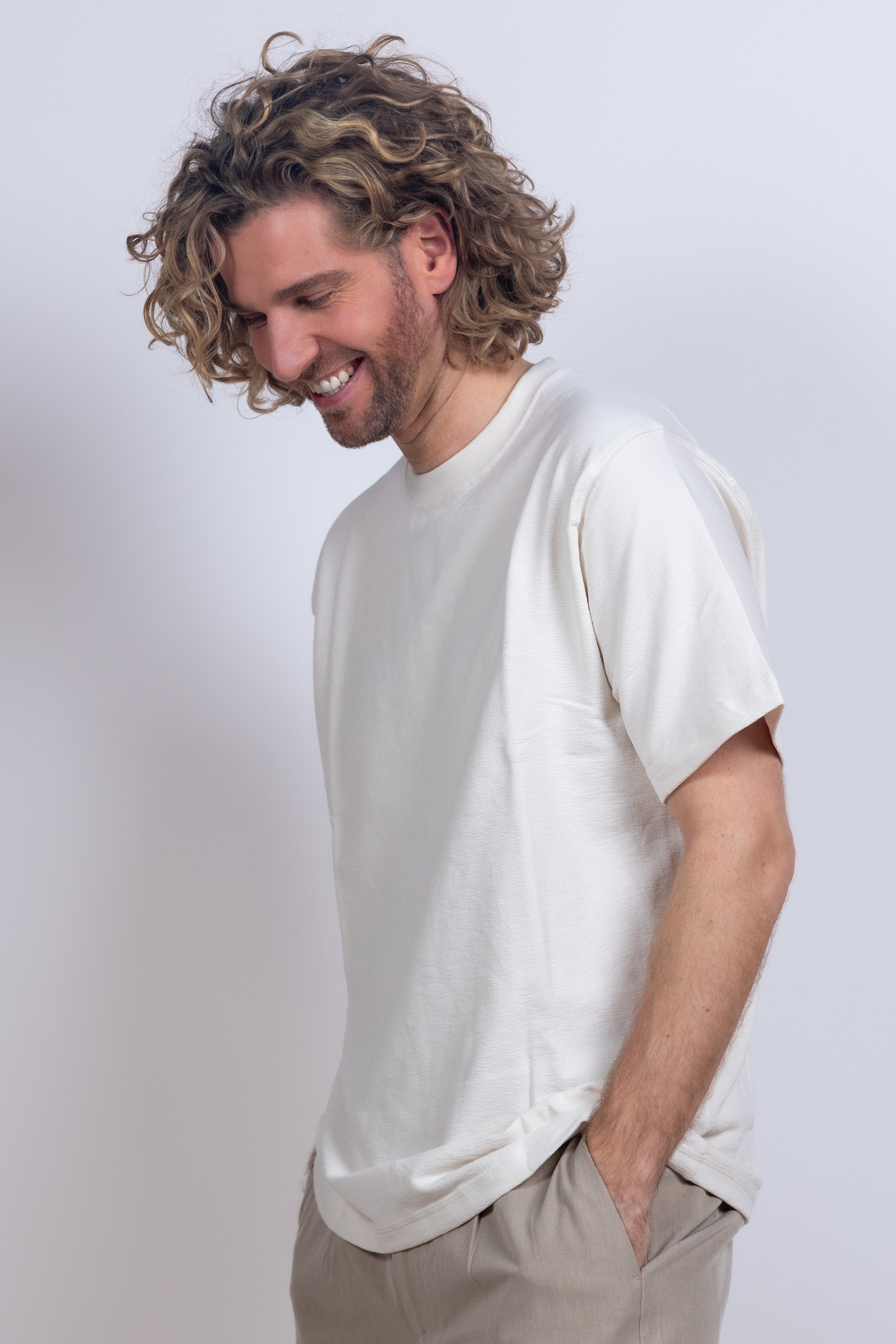 T-shirt met ronde hals - Ecru