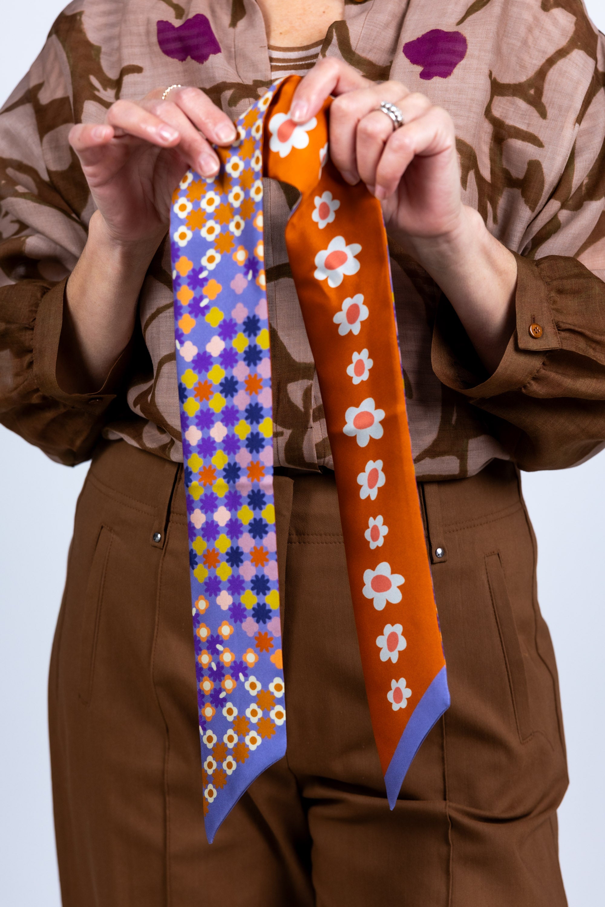 Sjaal met bloemenprint - Steenrood
