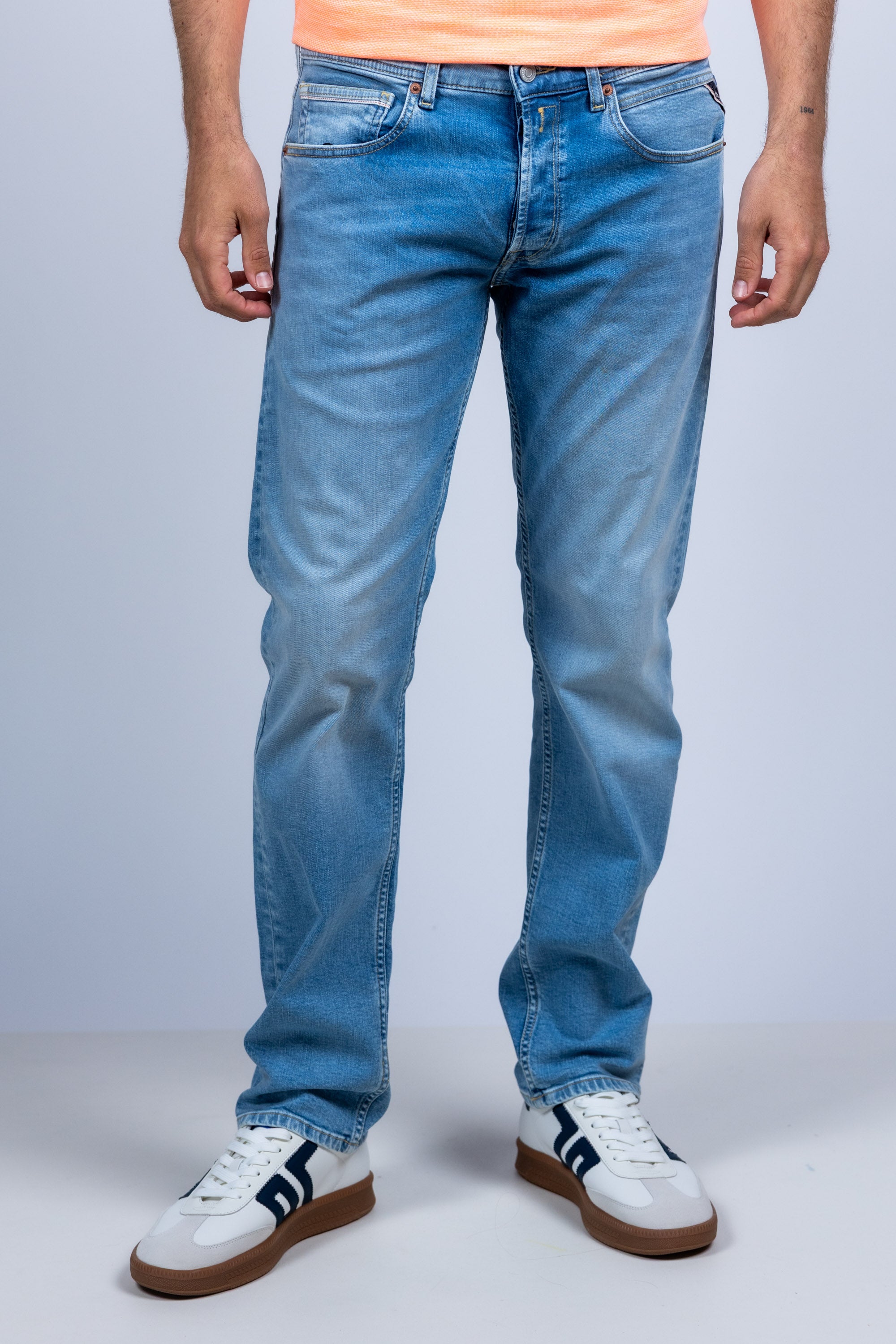Jeans met wassing - Bleu
