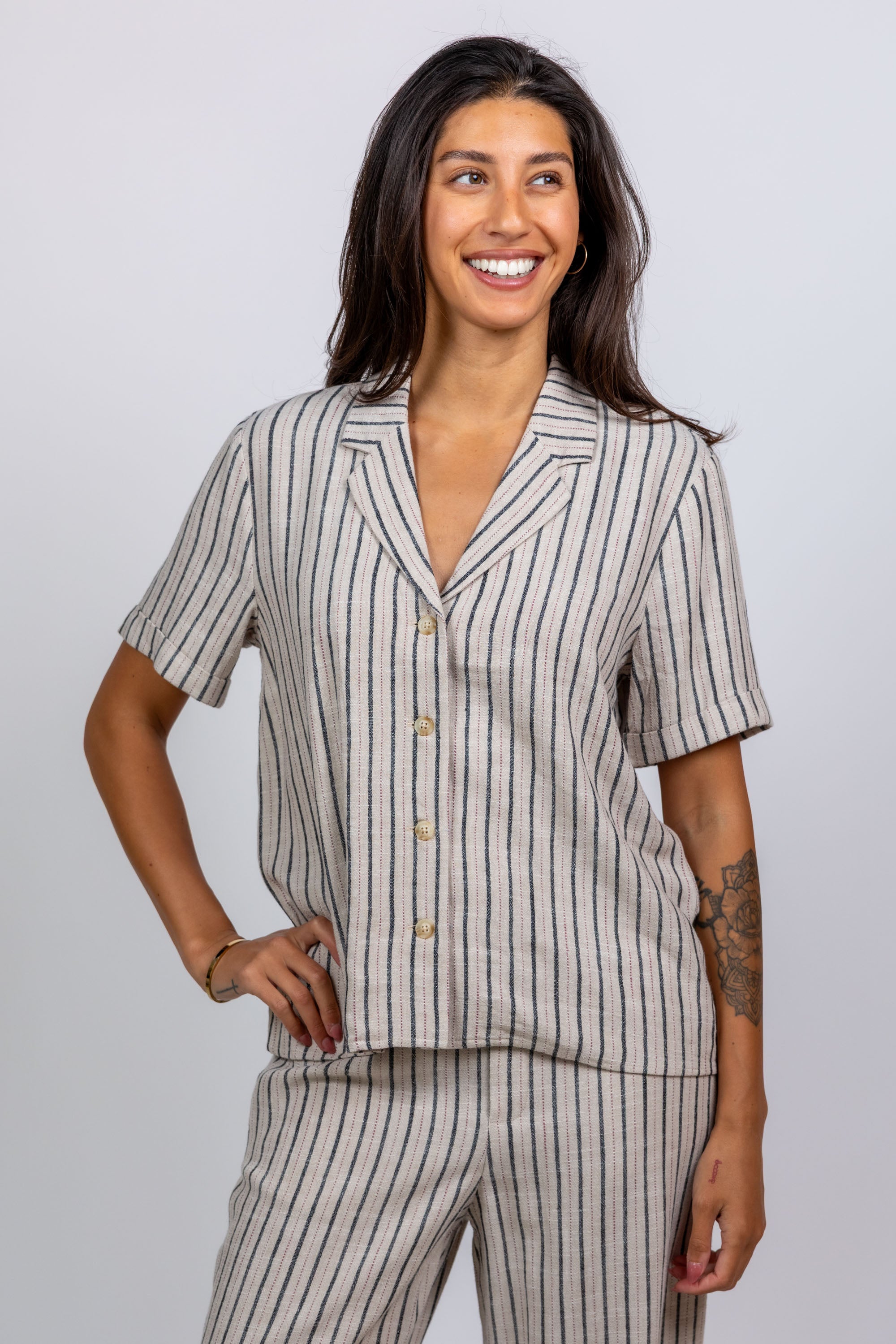 Blouse met strepen - Beige