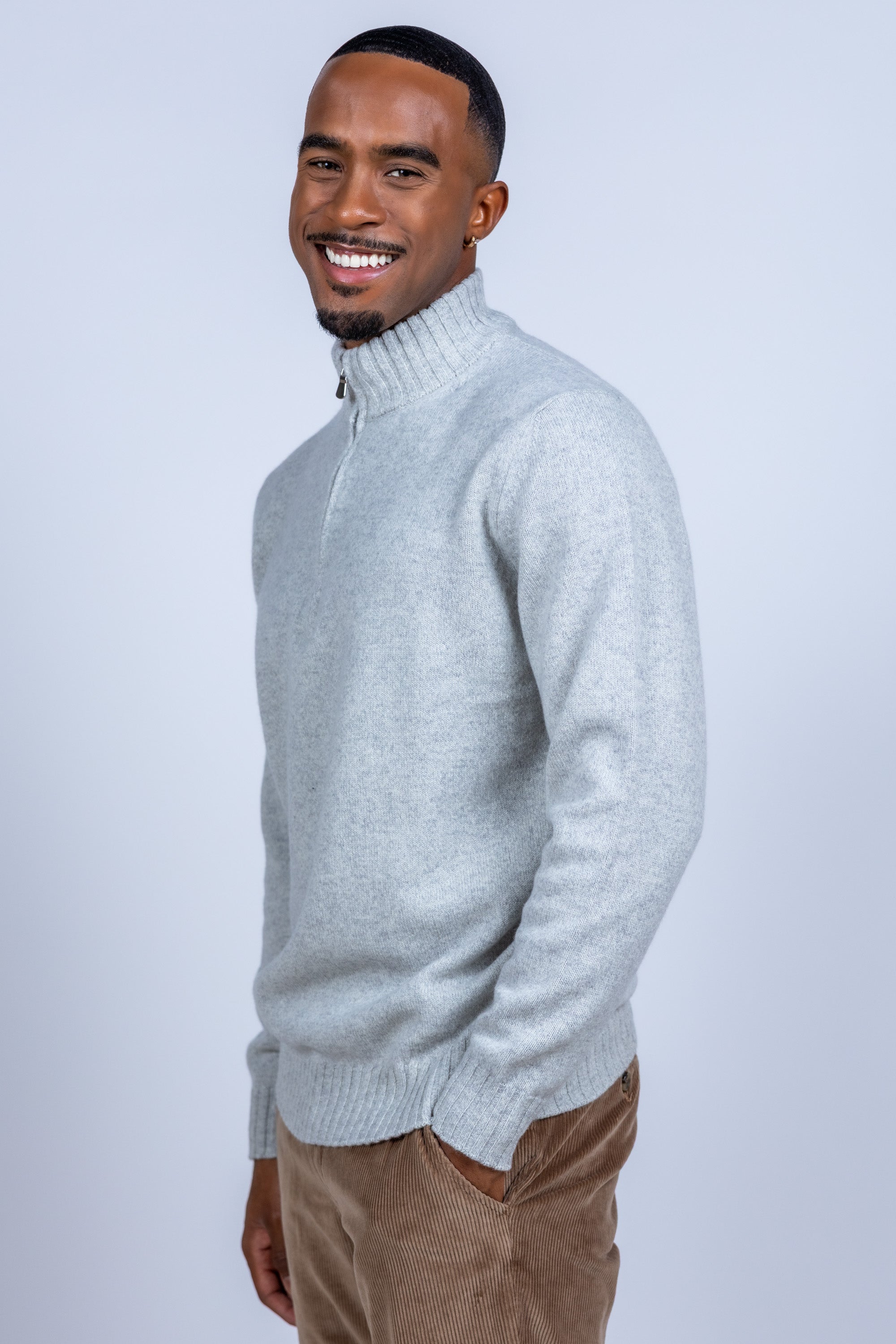 Trui met halve rits - Lichtgrijs