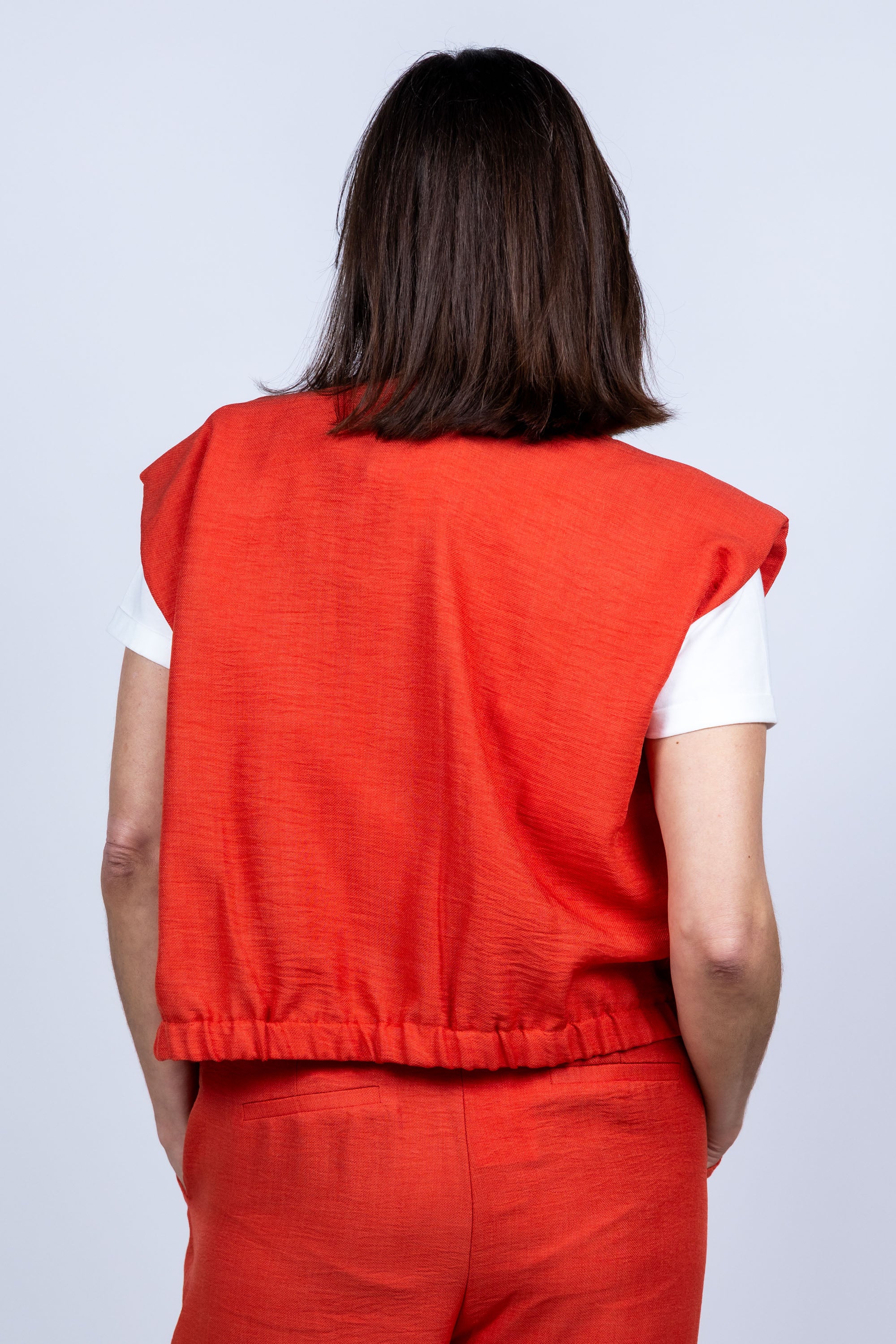 Gilet met knopen - Steenrood