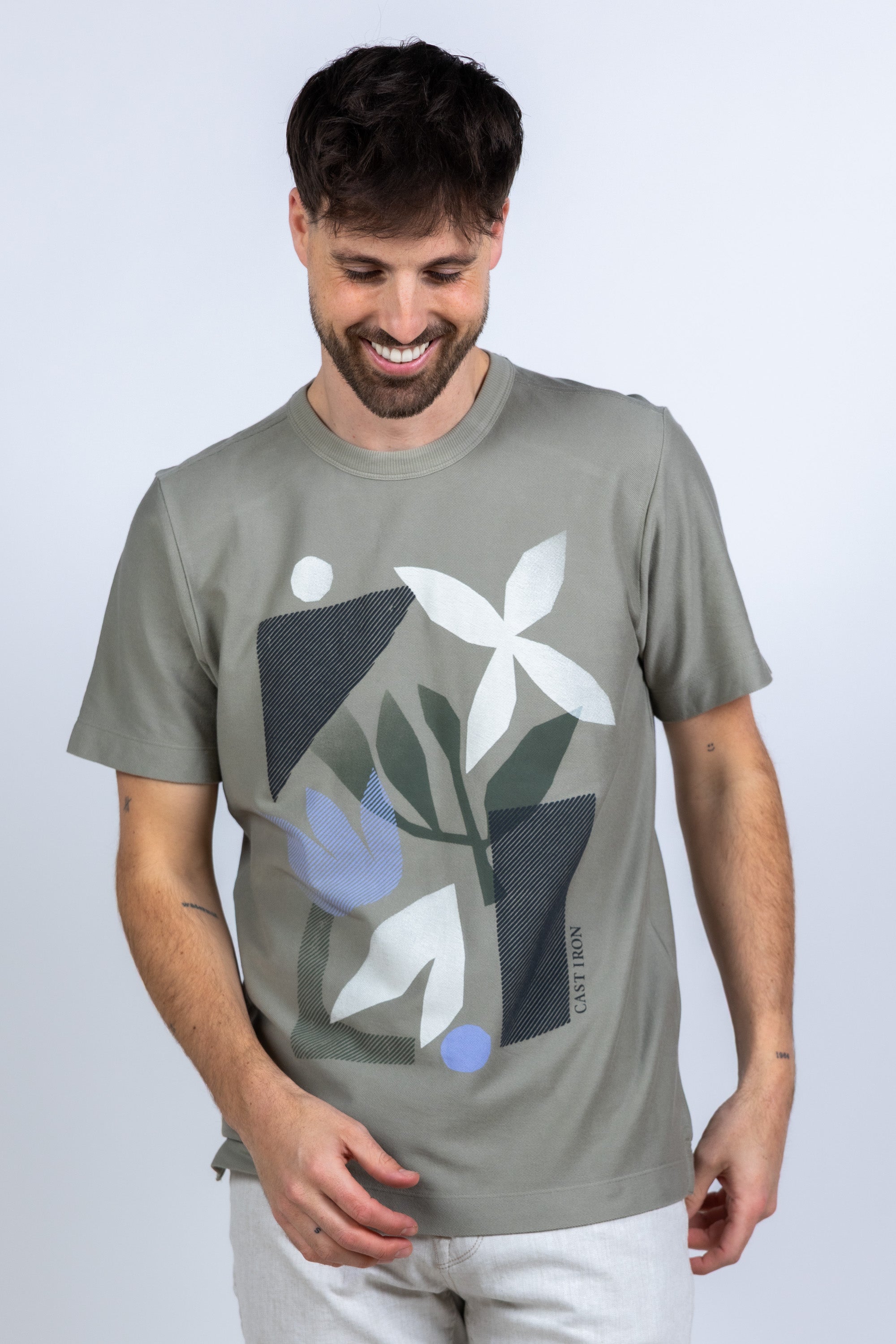 T-shirt met print - Khaki