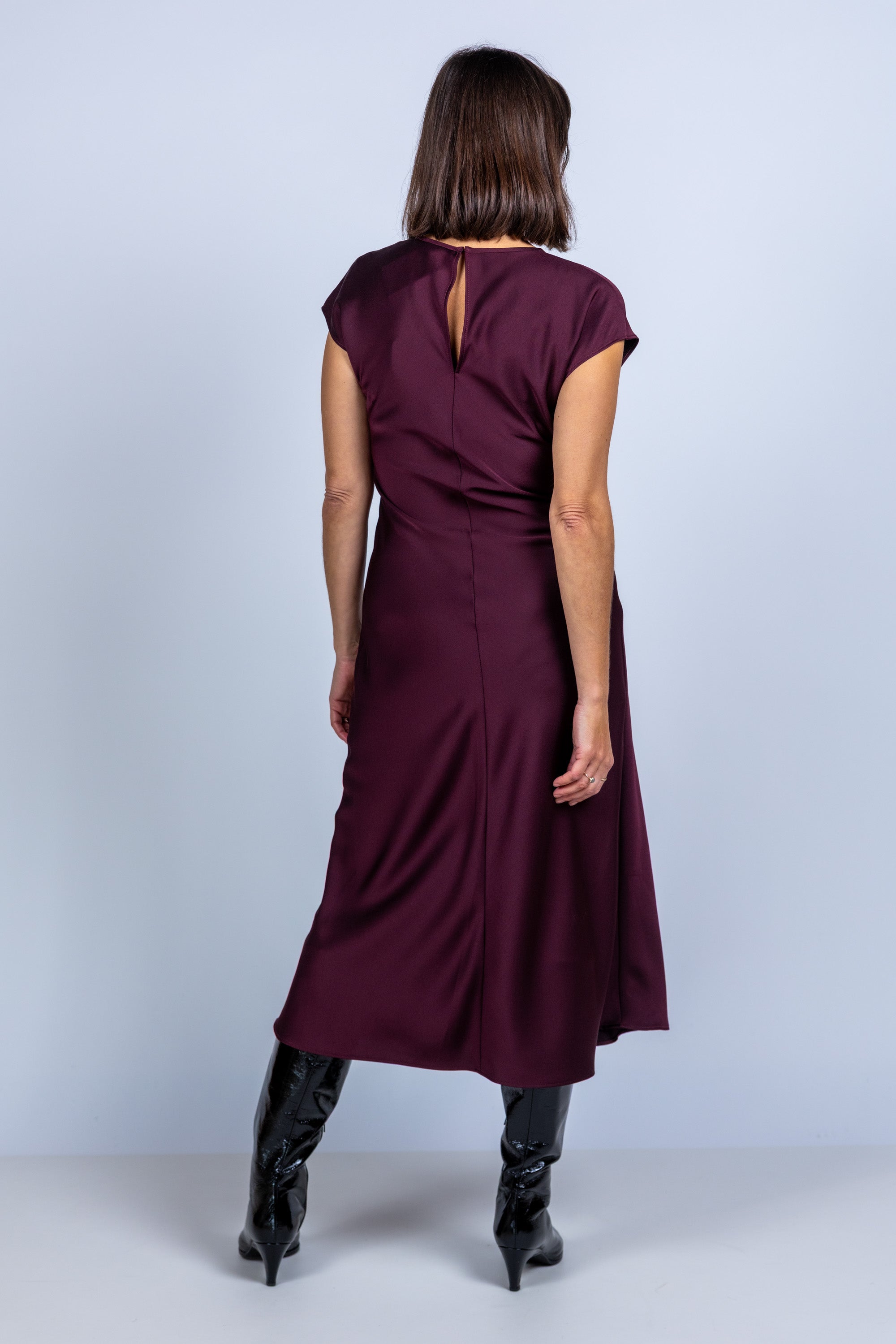 Jurk met knoopdetail - Burgundy