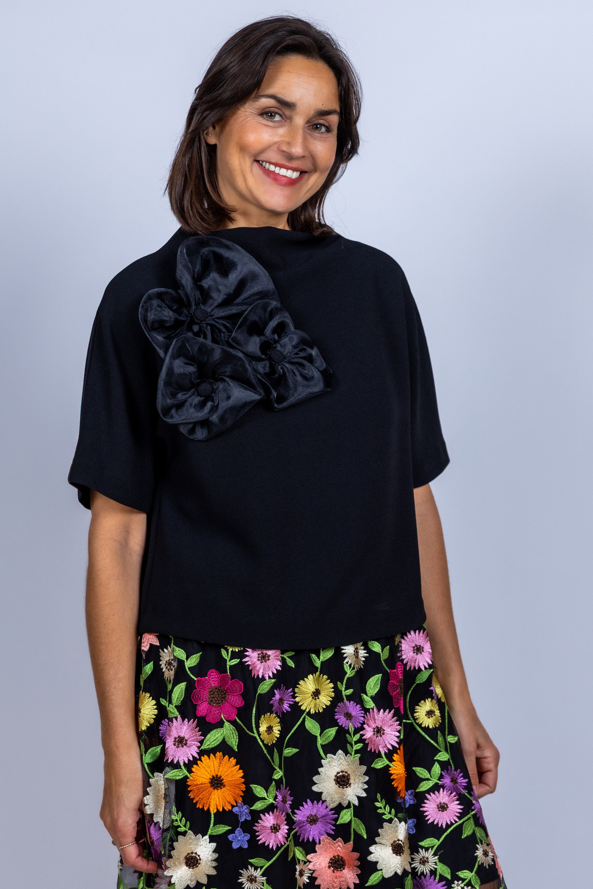 Top met applicaties - Zwart