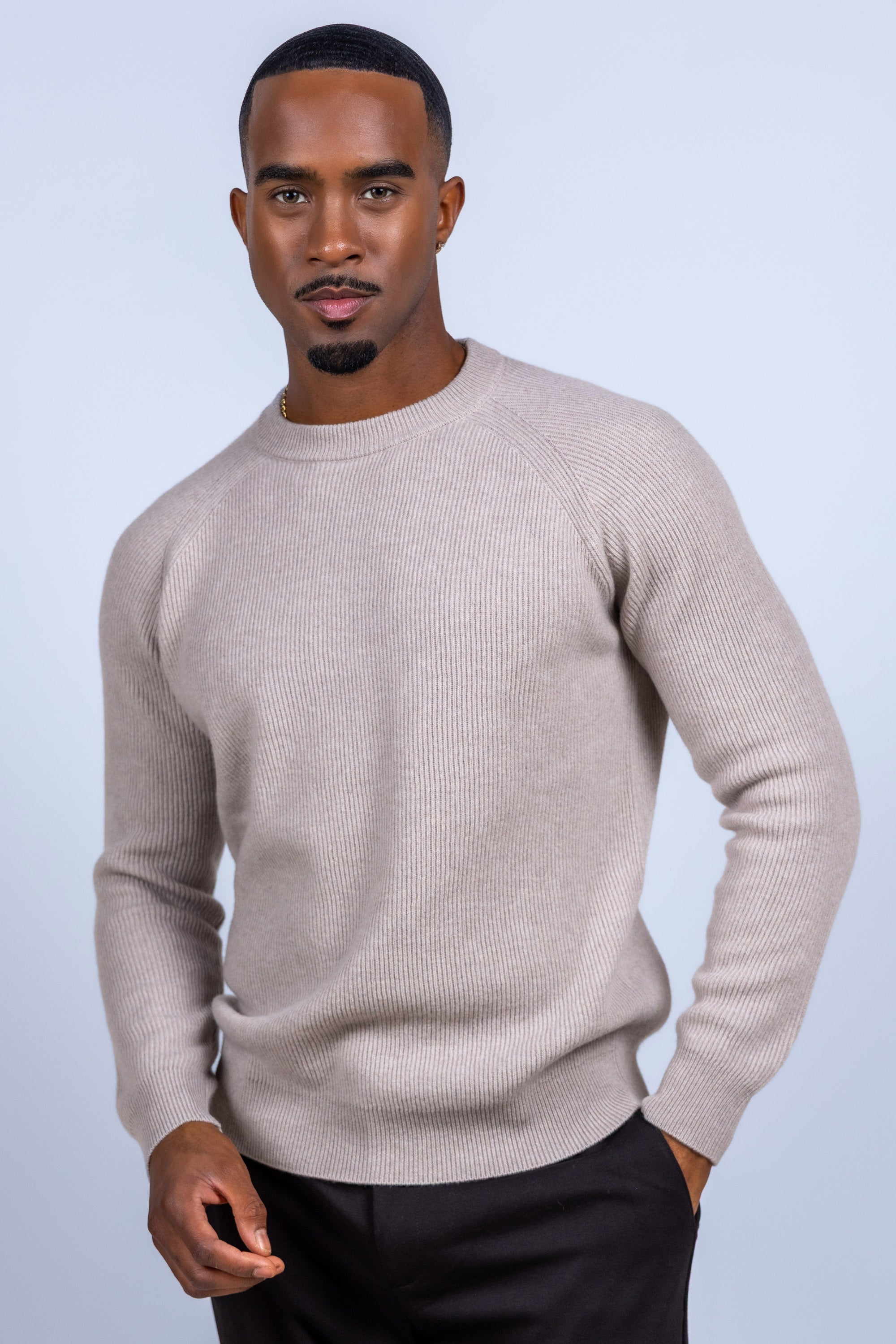 Trui met ronde hals - Taupe