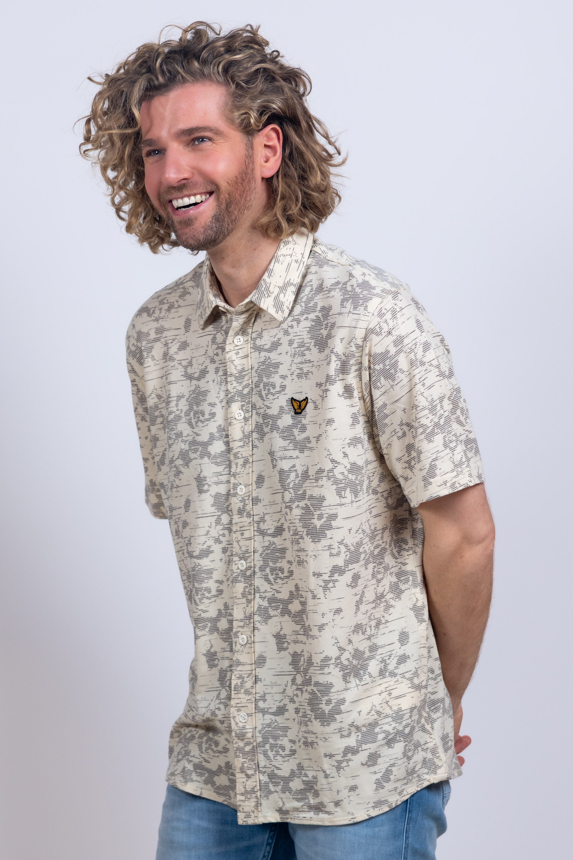 Overhemd met print - Ecru