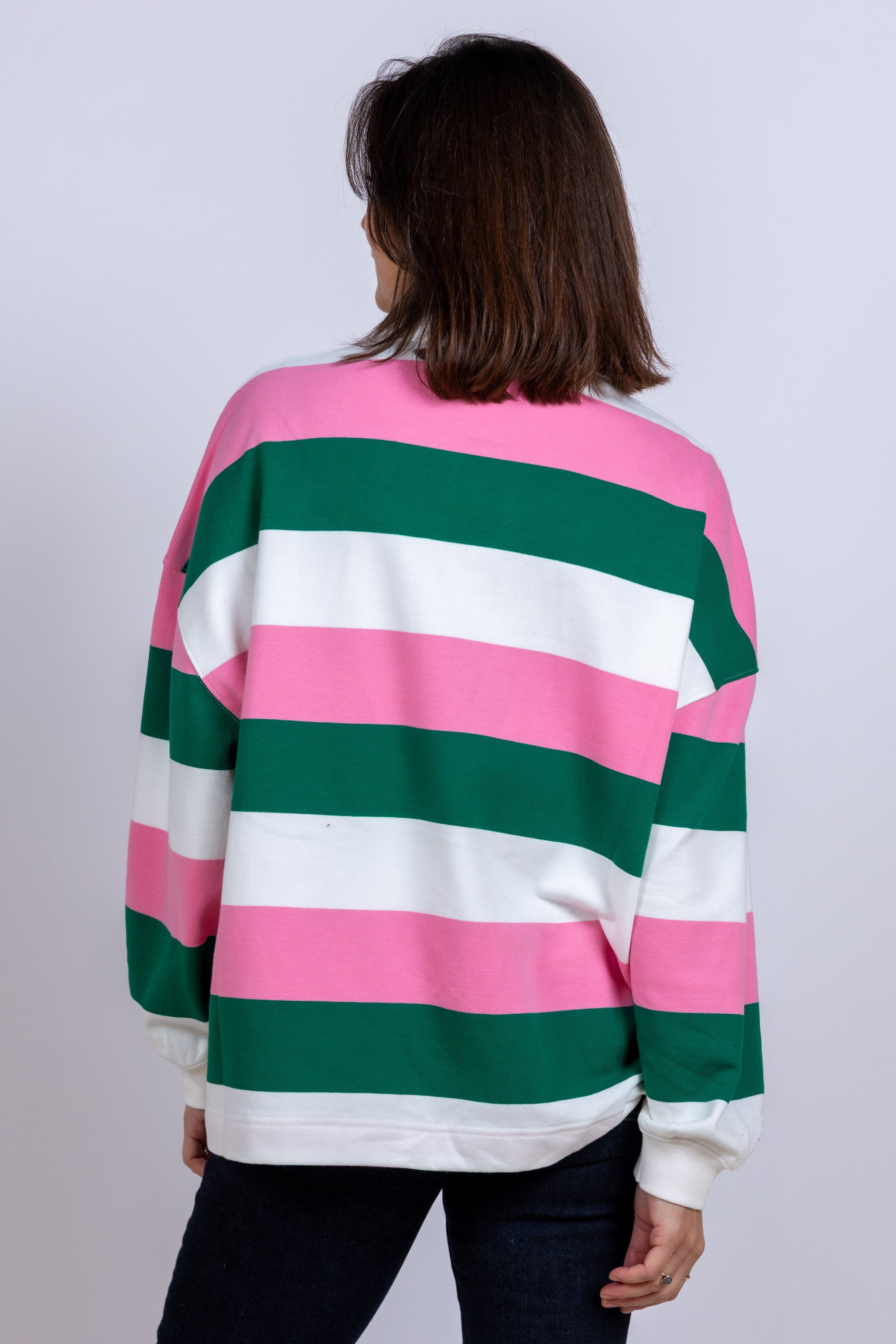 Rugbyshirt met strepen - Smaragd/biljart