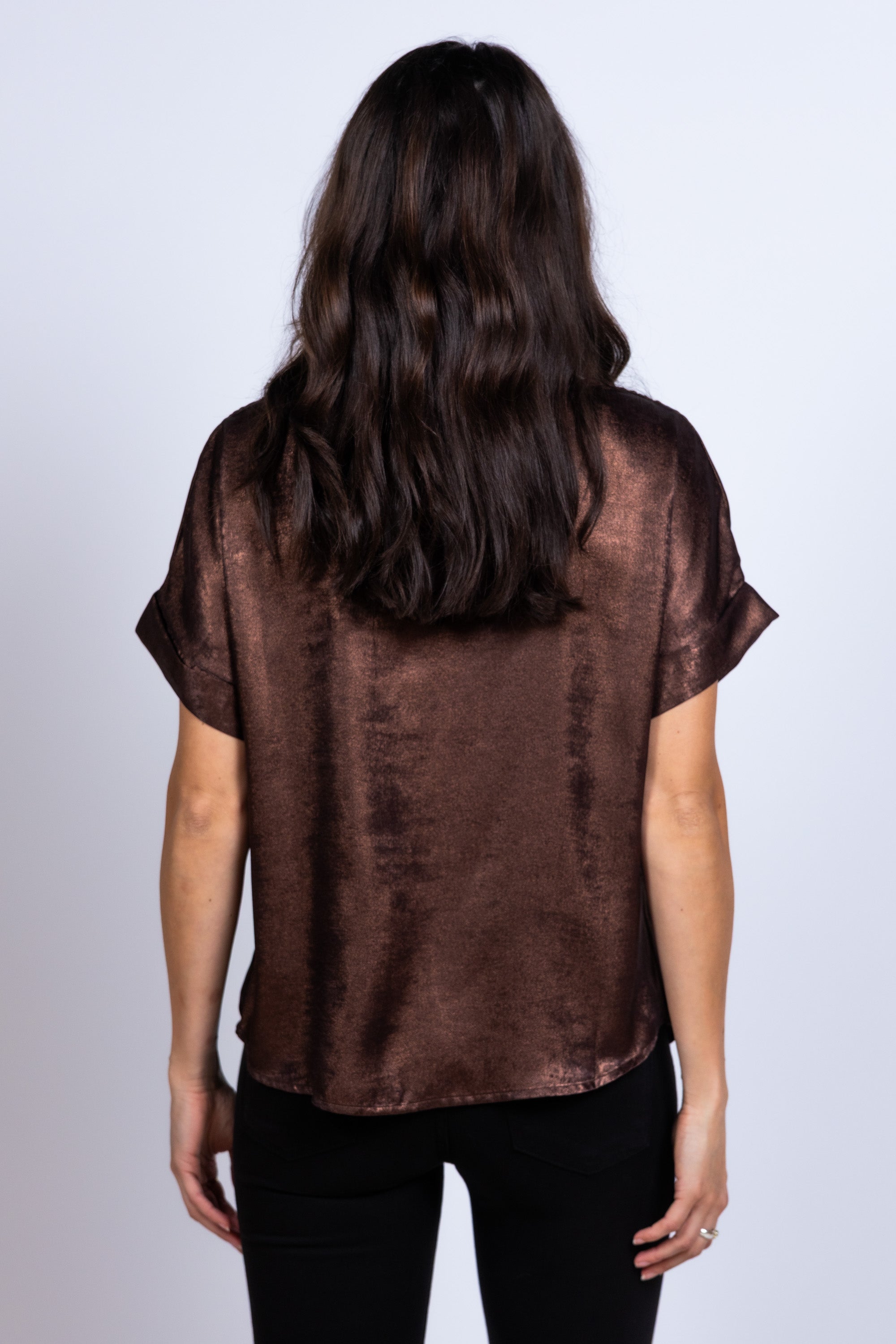Blouse met korte mouwen - Bruin