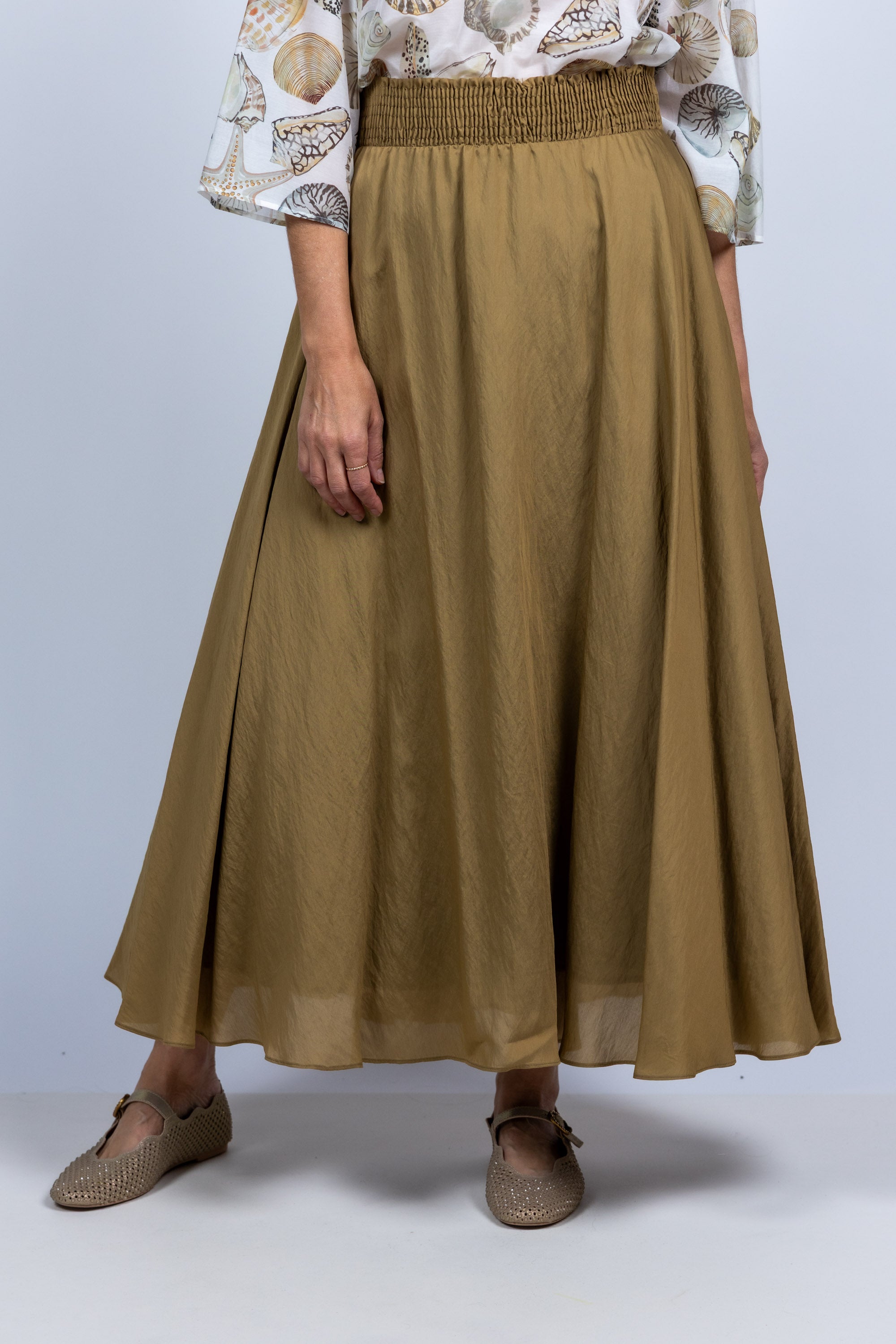 Rok met elastische taille - Khaki