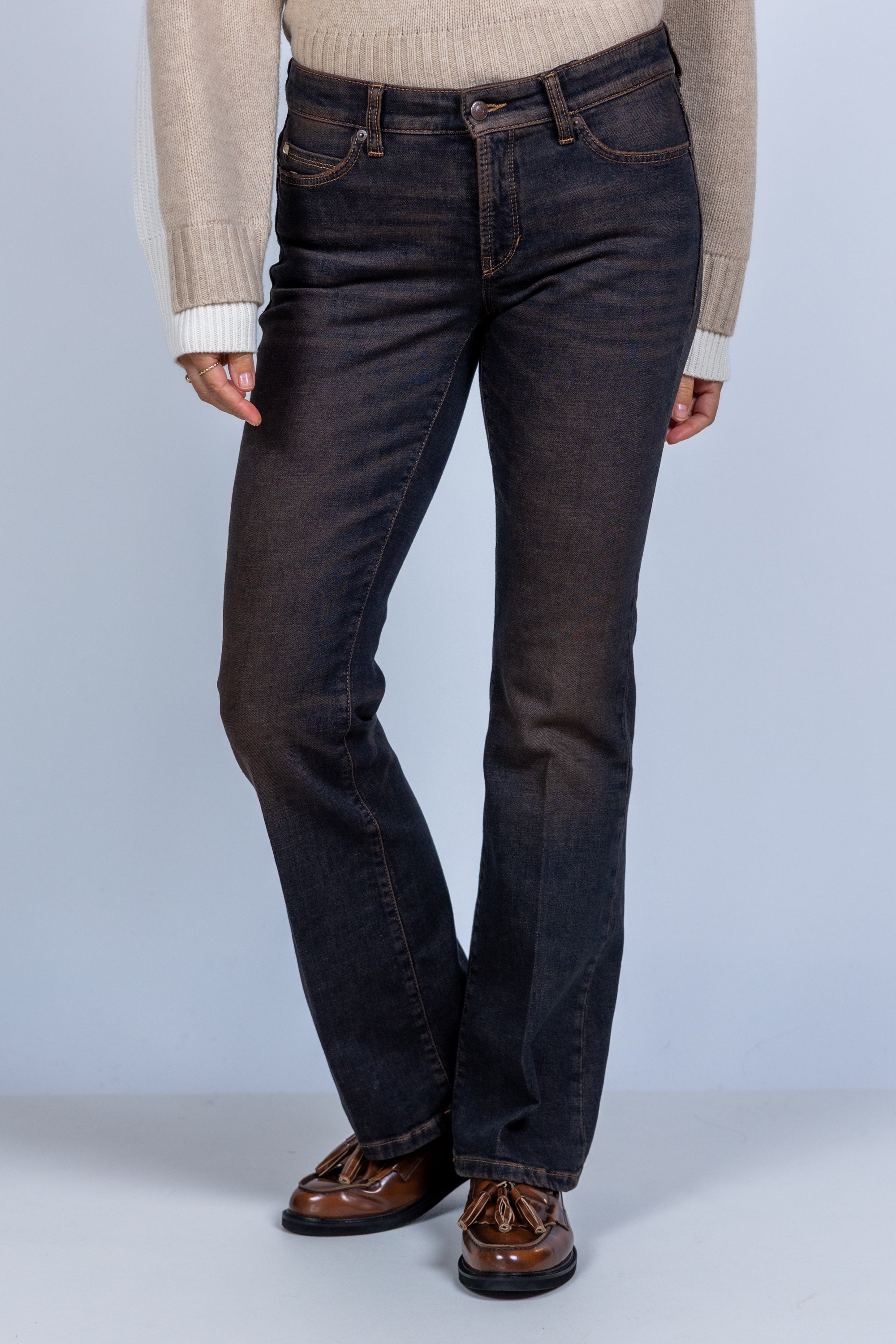 Jeans met rechte pijpen - Bruindenim