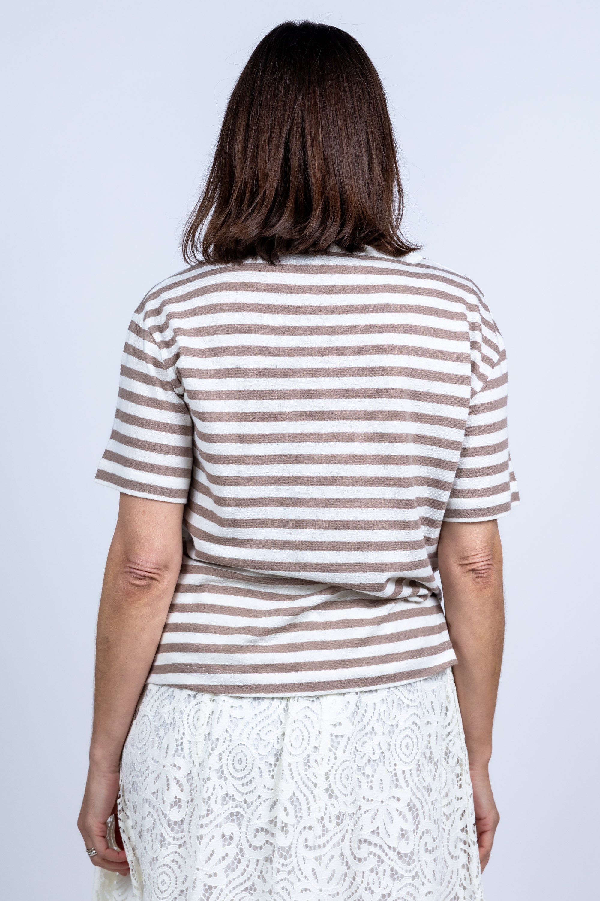 T-shirt met strepen - Zand