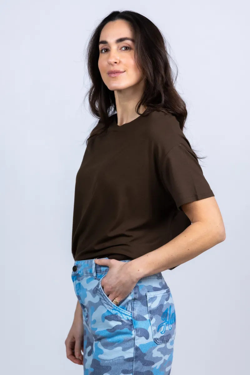 MAJESTIC MAJESTIC M001-FT1104 T-shirt met korte mouwen - Bruin