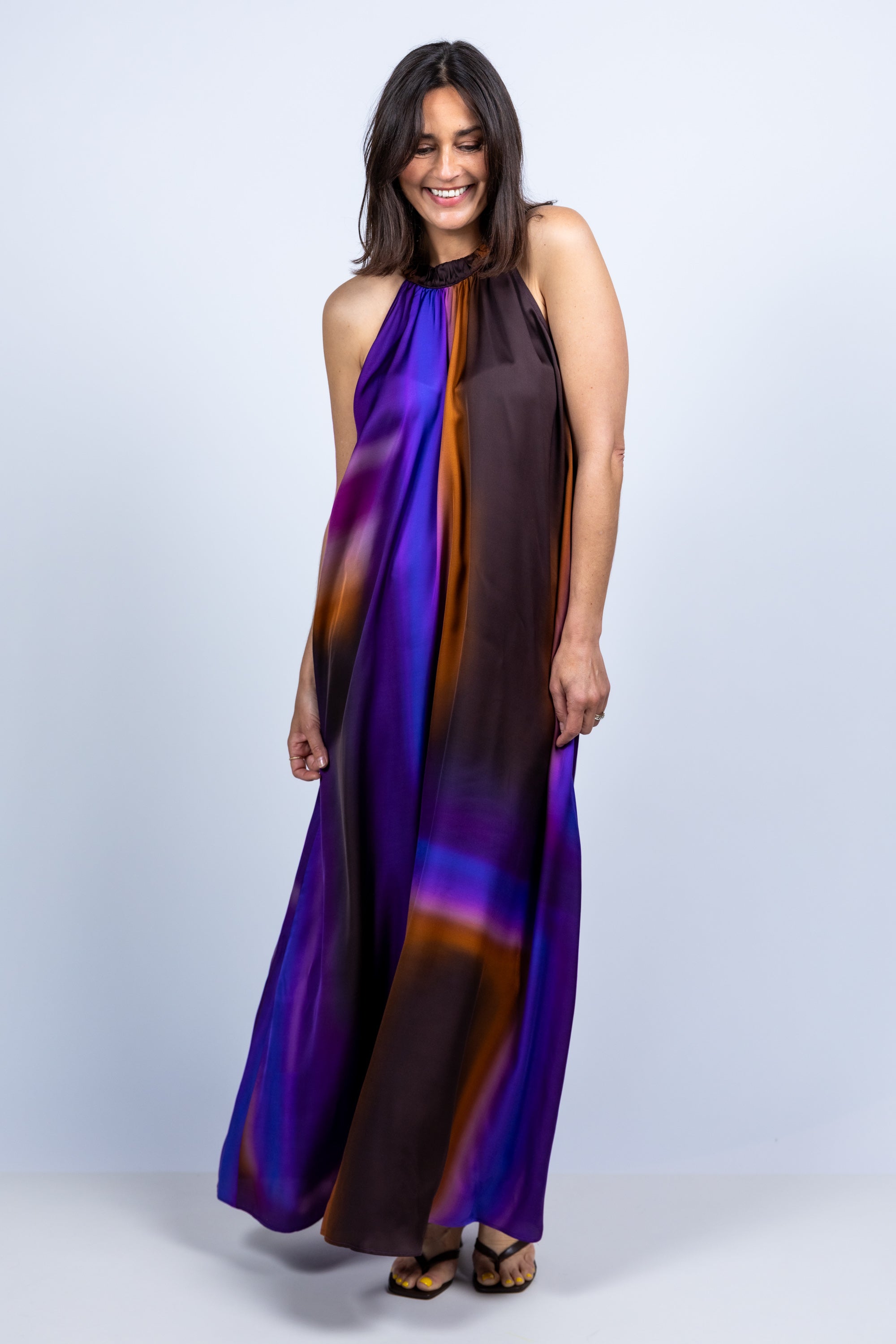 Maxi jurk met halter - Paars