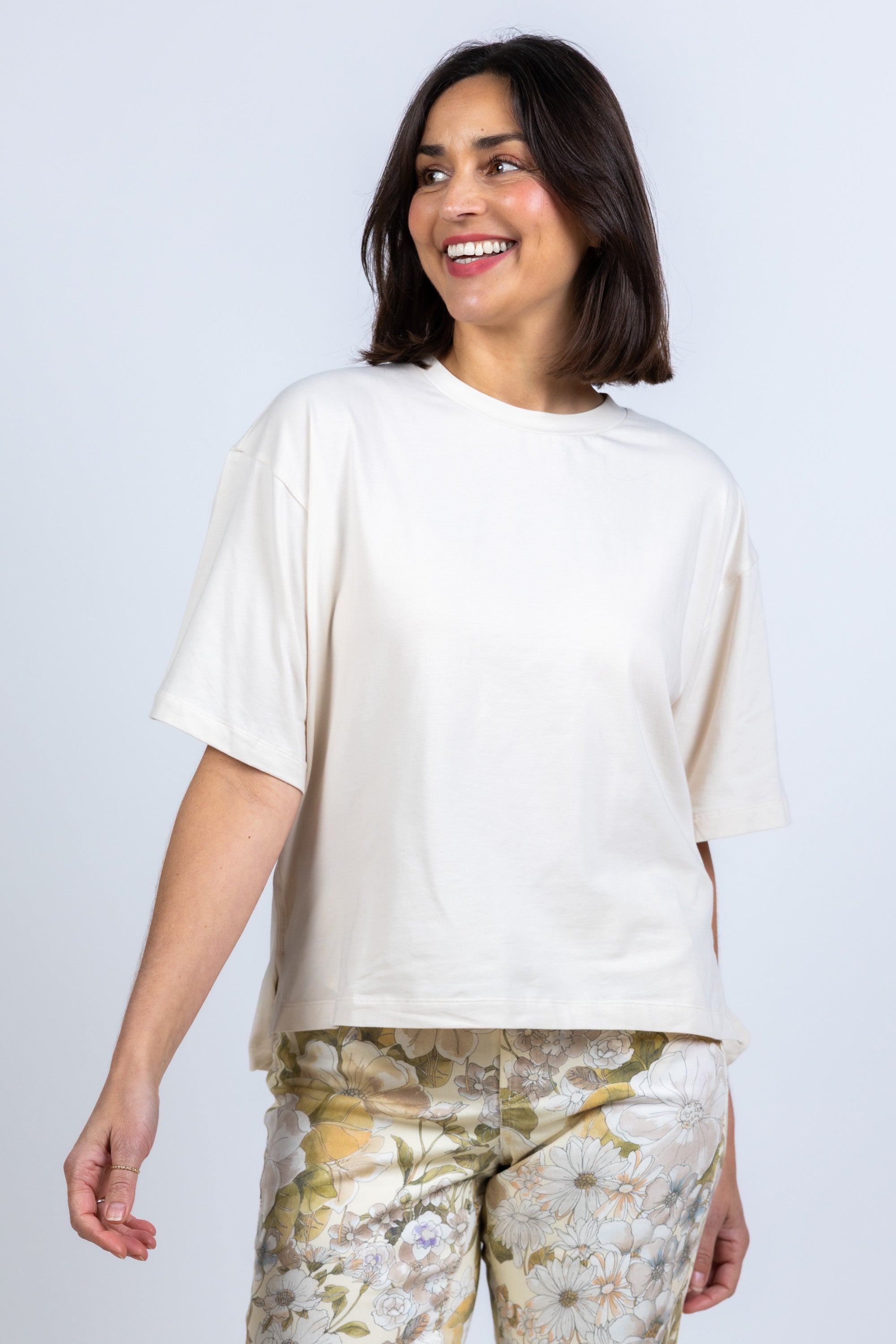 T-shirt met ronde hals - Beige