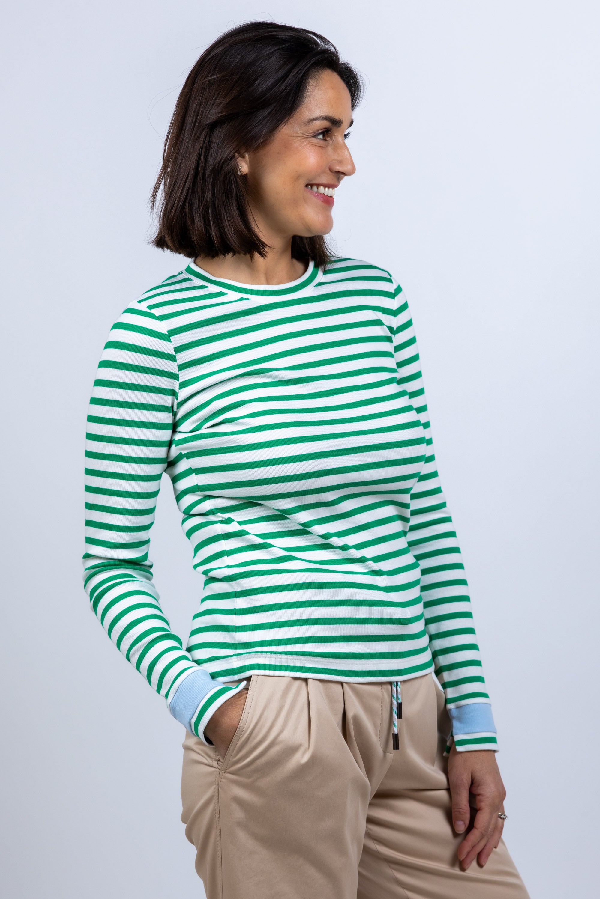 T-shirt met strepen - Appelgroen