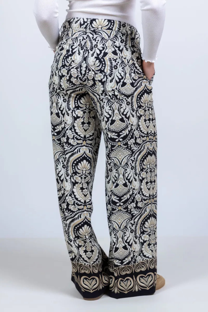 CAMBIO CAMBIO 8730-0414.03 Wijde broek met print - Zwart