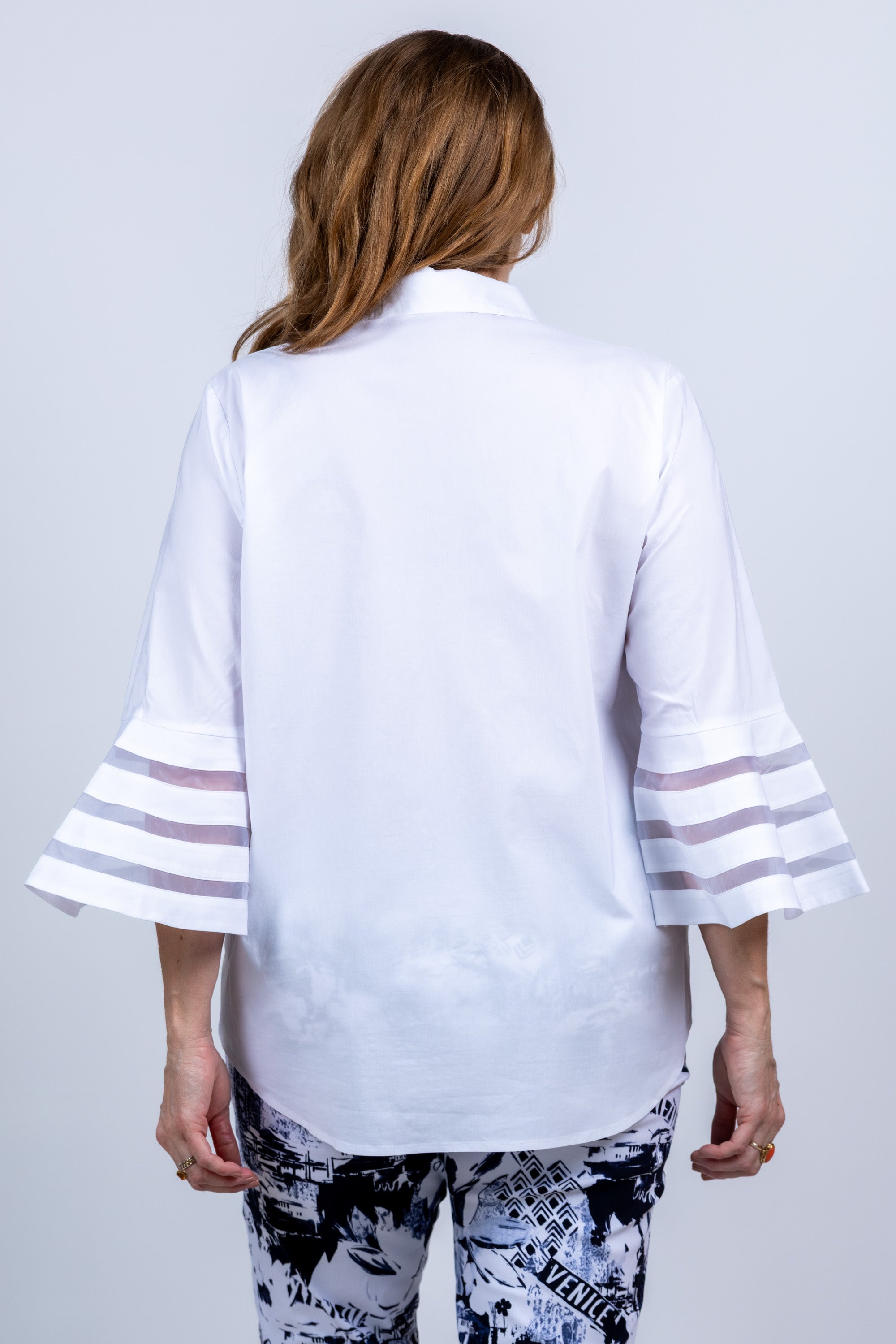 Blouse met transparante mouwen - Wit