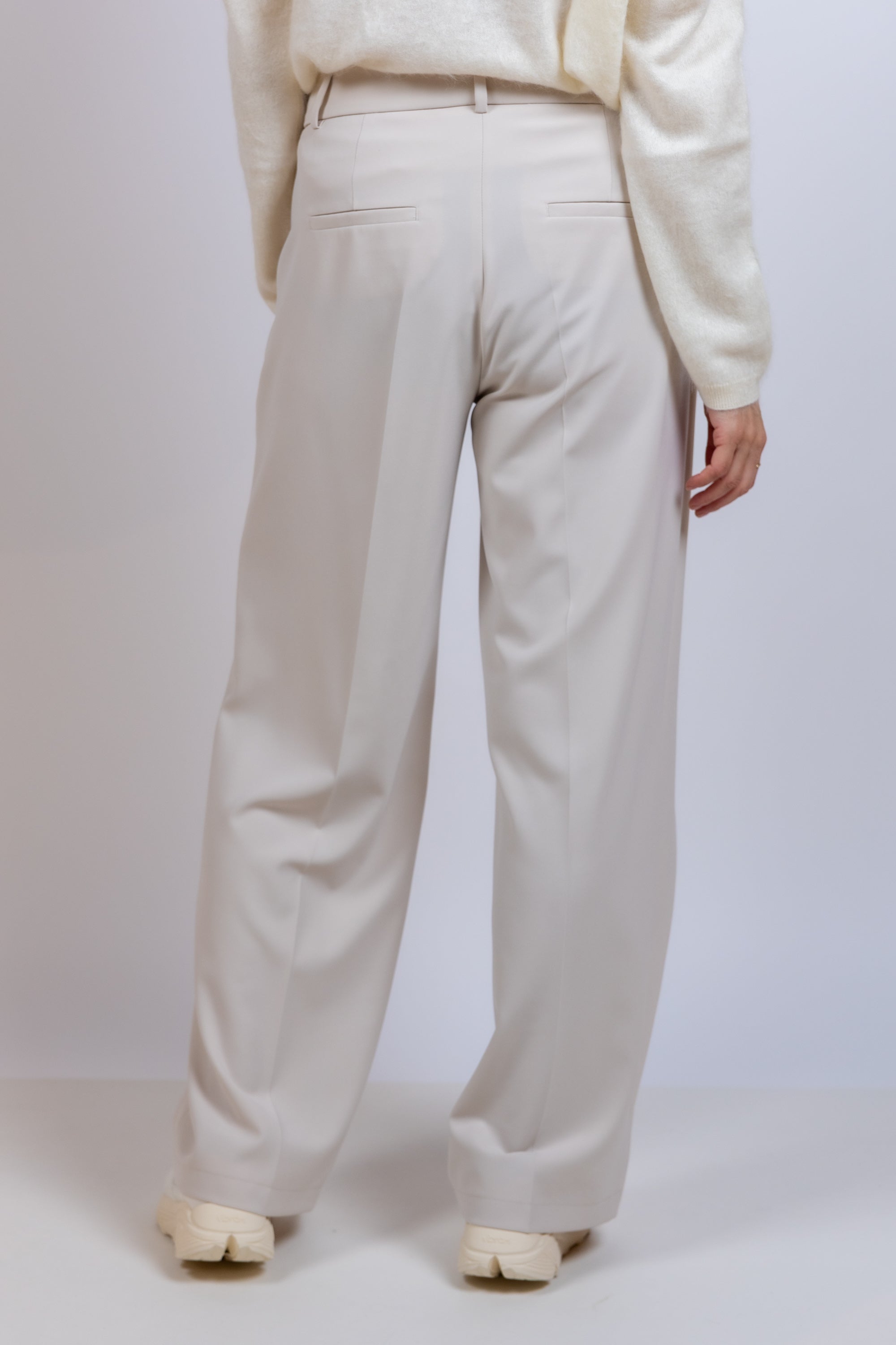 Wijde broek met overslag - Ecru