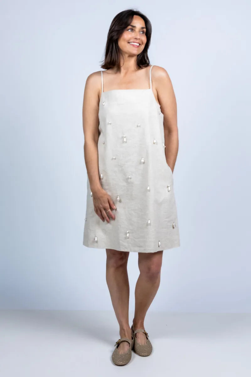 CPH MUSE CPH MUSE 208154 melan dres CPH MUSE 208154 melan dres Jurk met spaghettibandjes - Beige