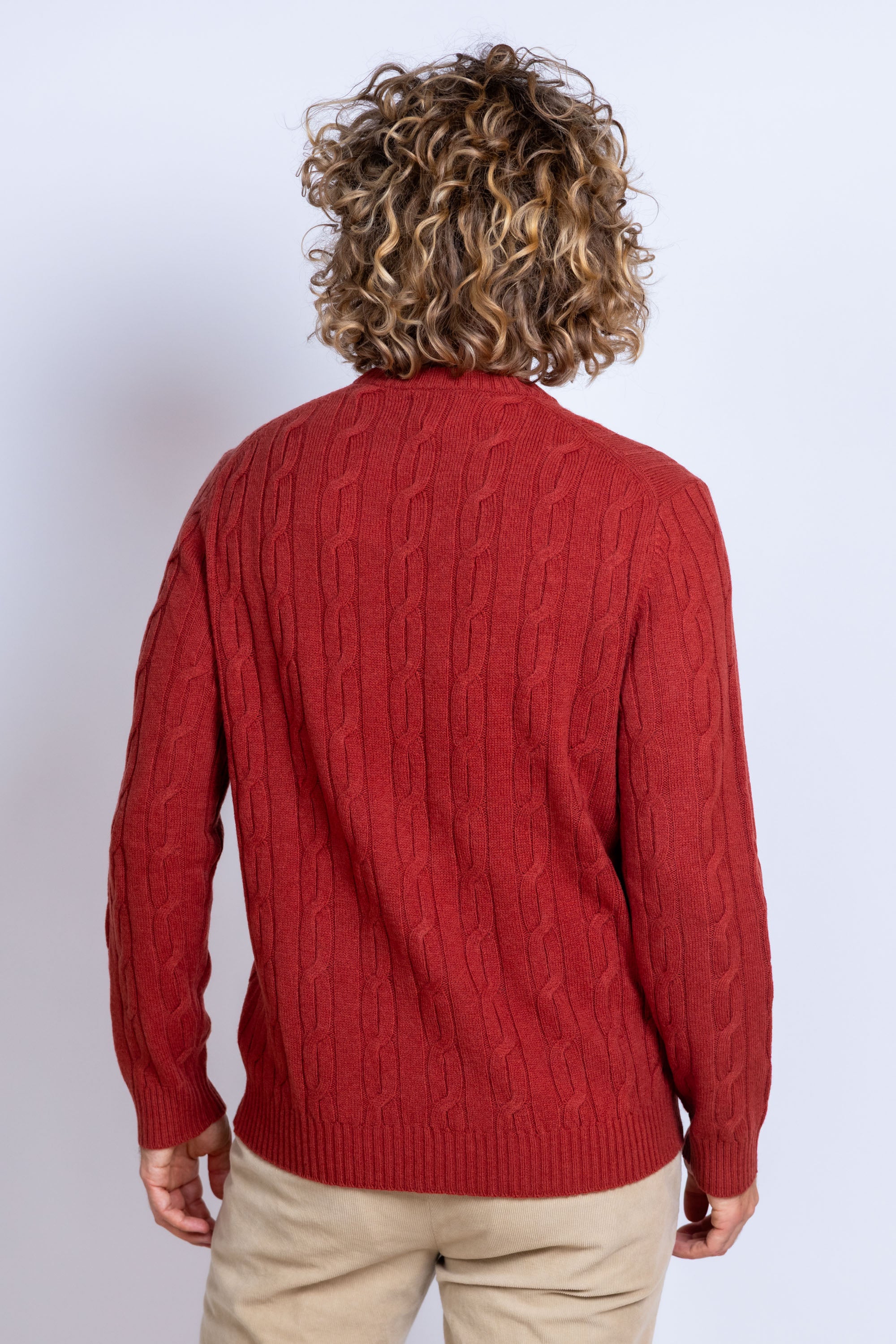 Trui met kabelpatroon - Brique