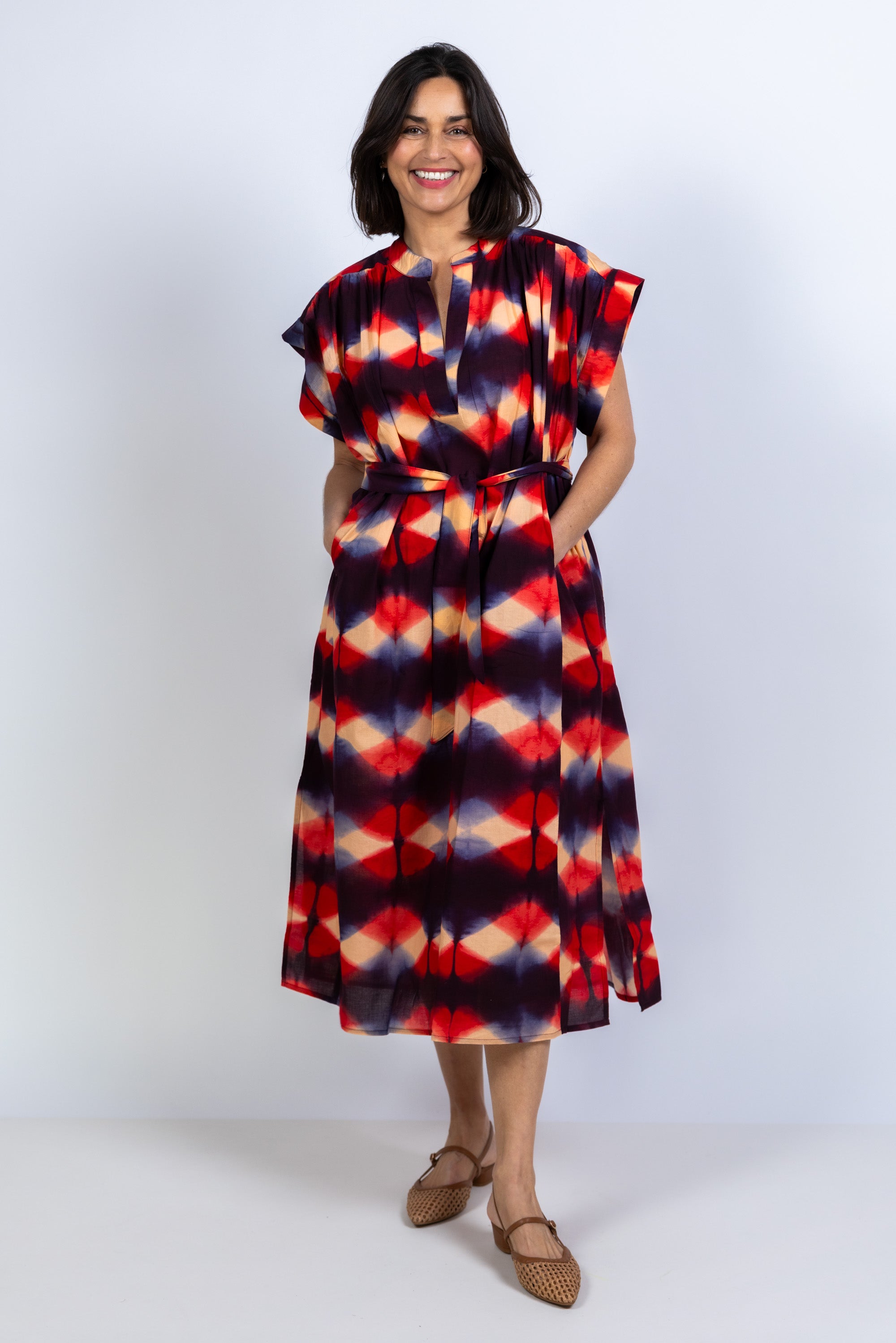 Jurk met ceintuur - Rood