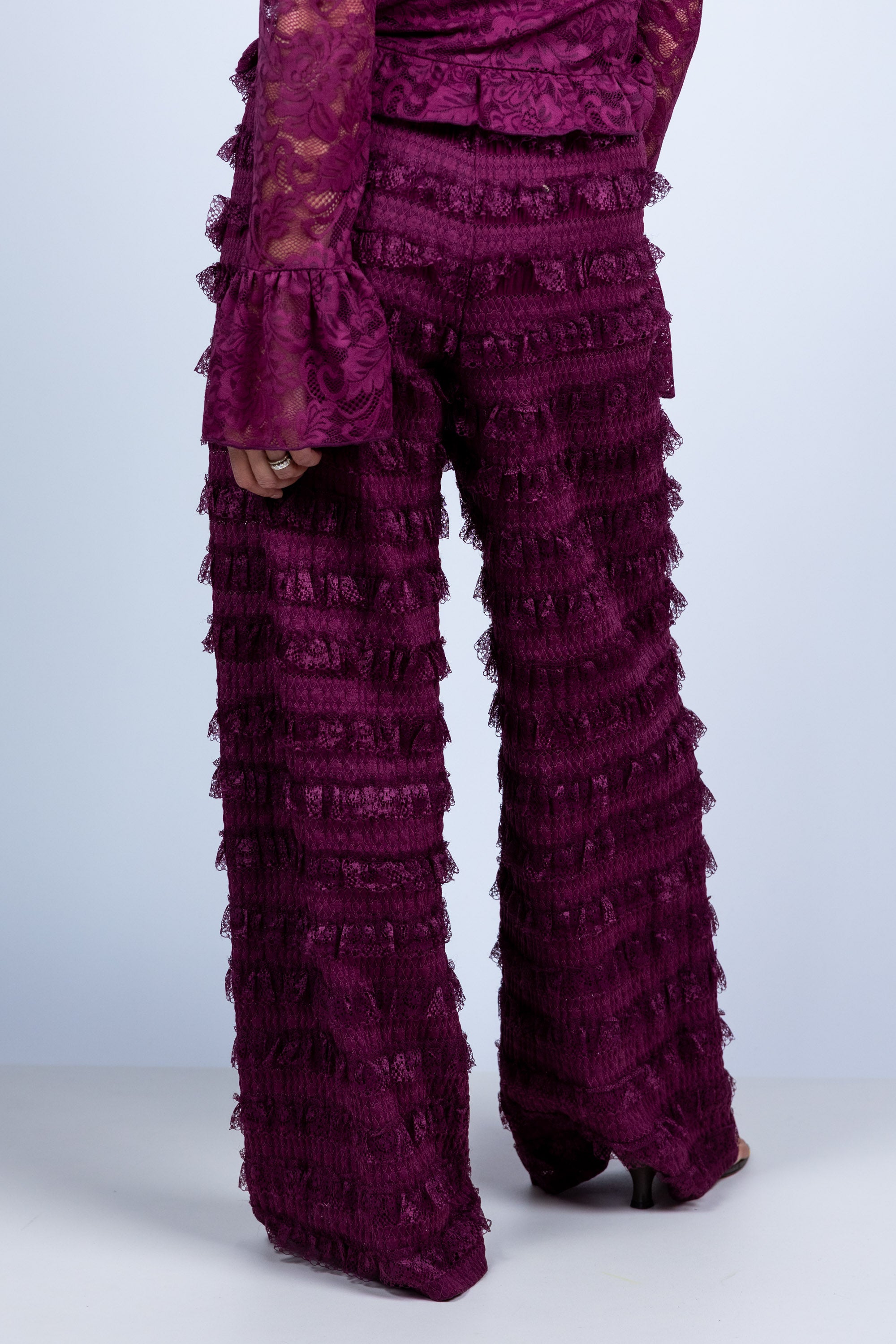 Broek met ruches - Burgundy