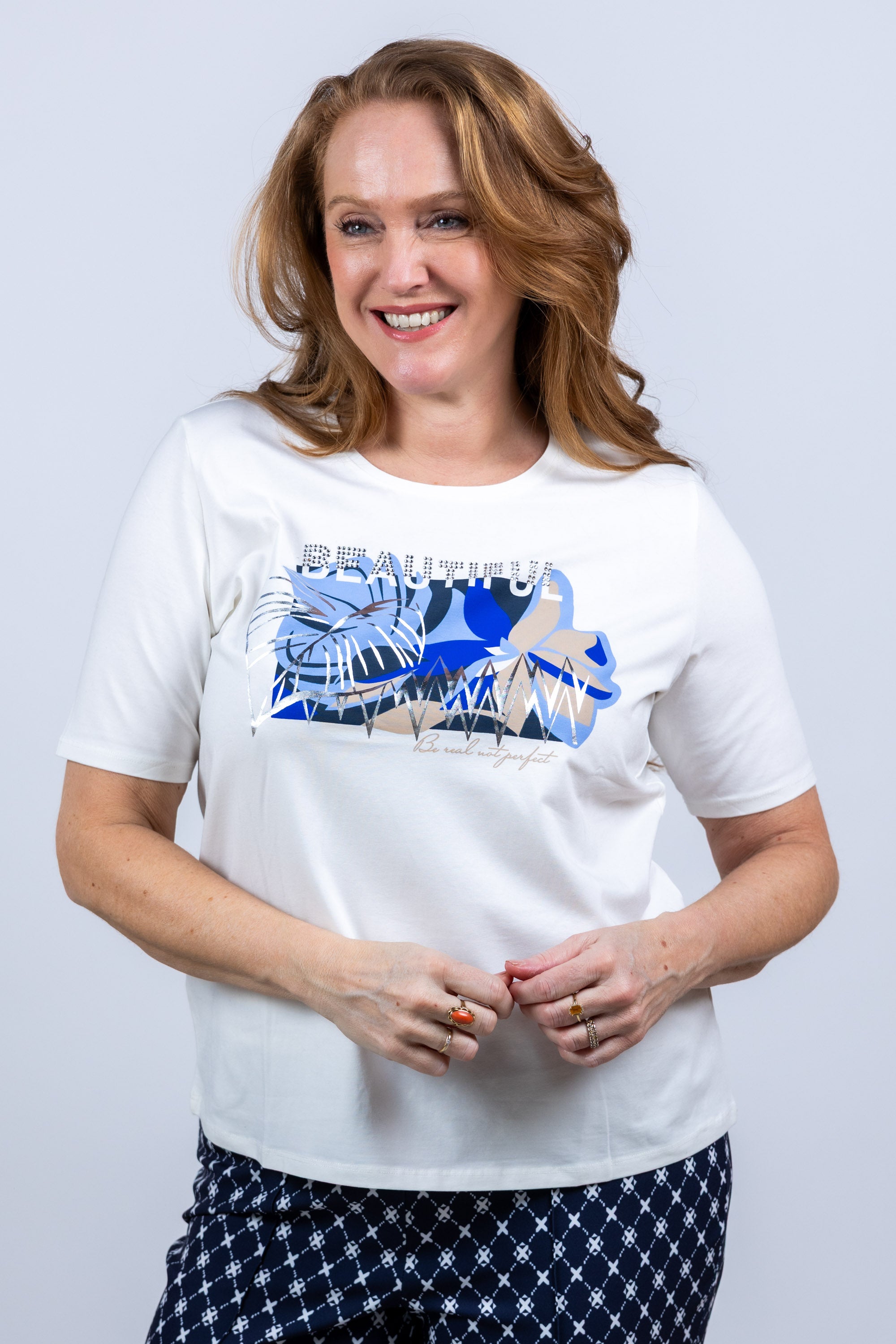 T-shirt met print - Bleu