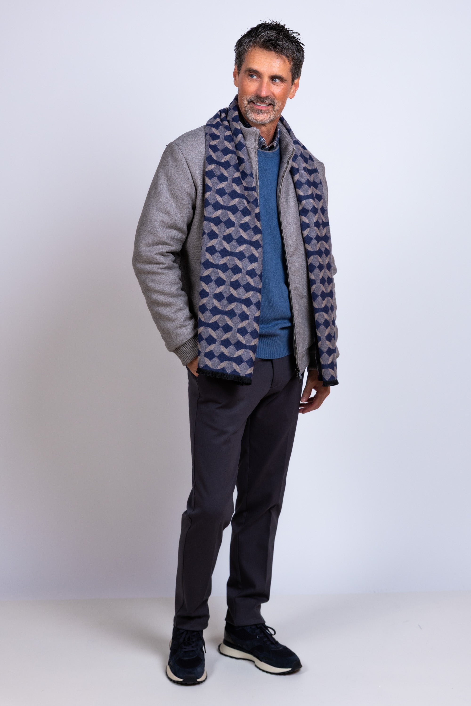 Sjaal met dessin - Marine