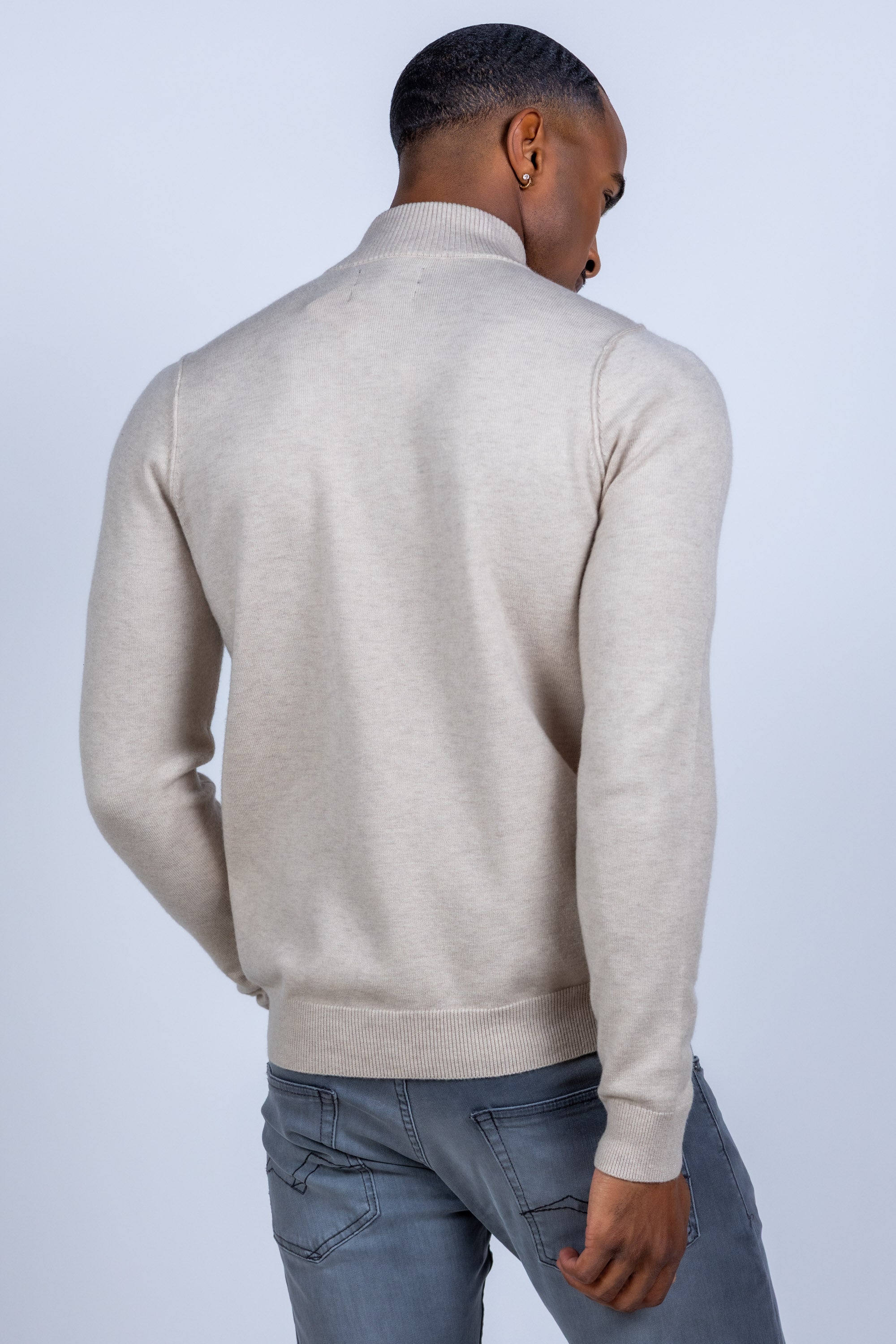 Trui met halve rits - Beige