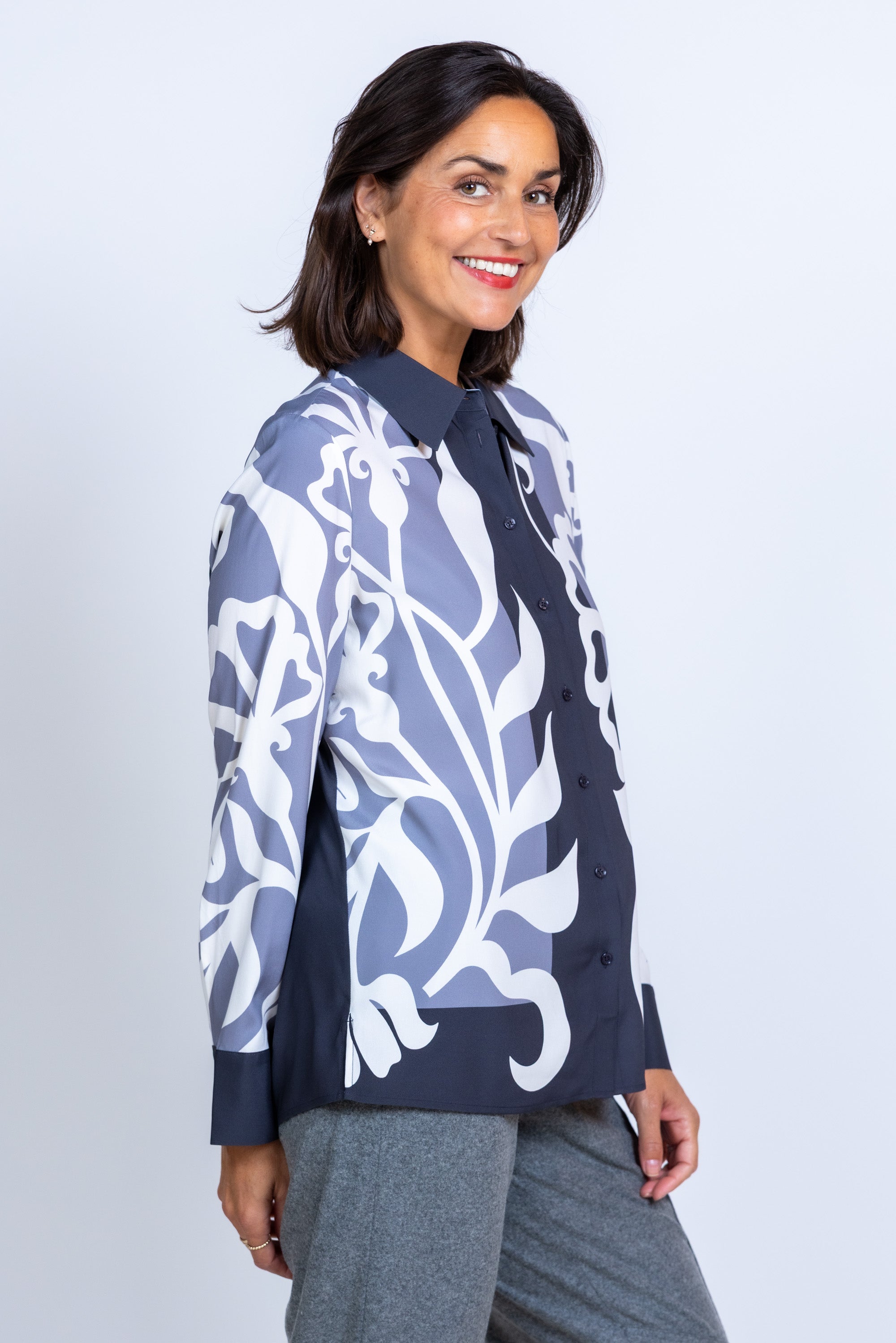 Blouse met dessin - Taupe