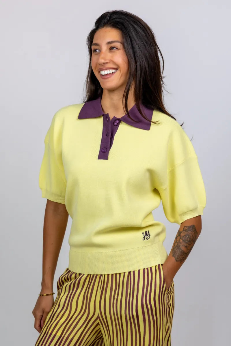 HARPER & YVE HARPER & YVE HS6P413 T-shirt met kraag - Geel
