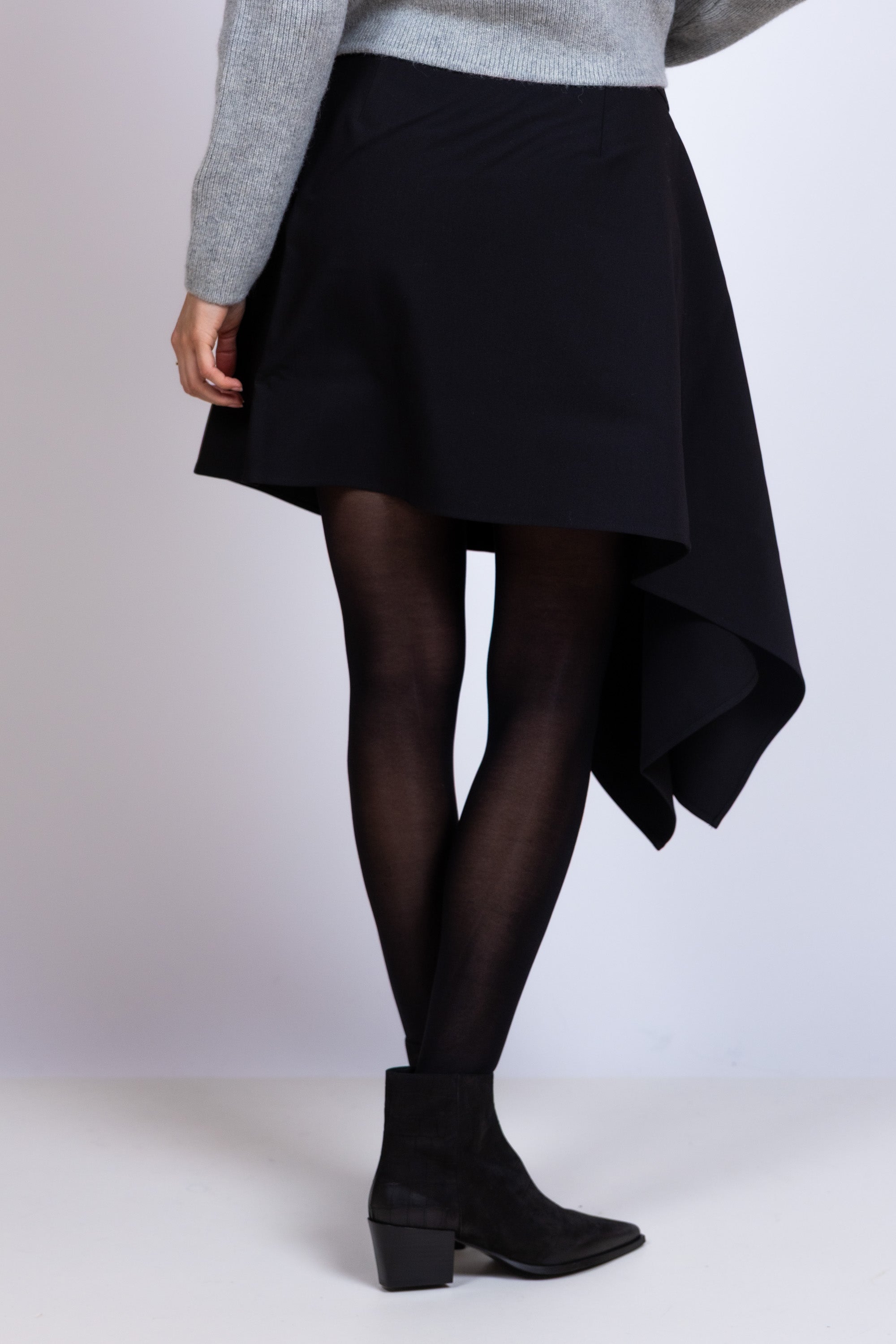 Rok met asymmetrisch detail - Zwart