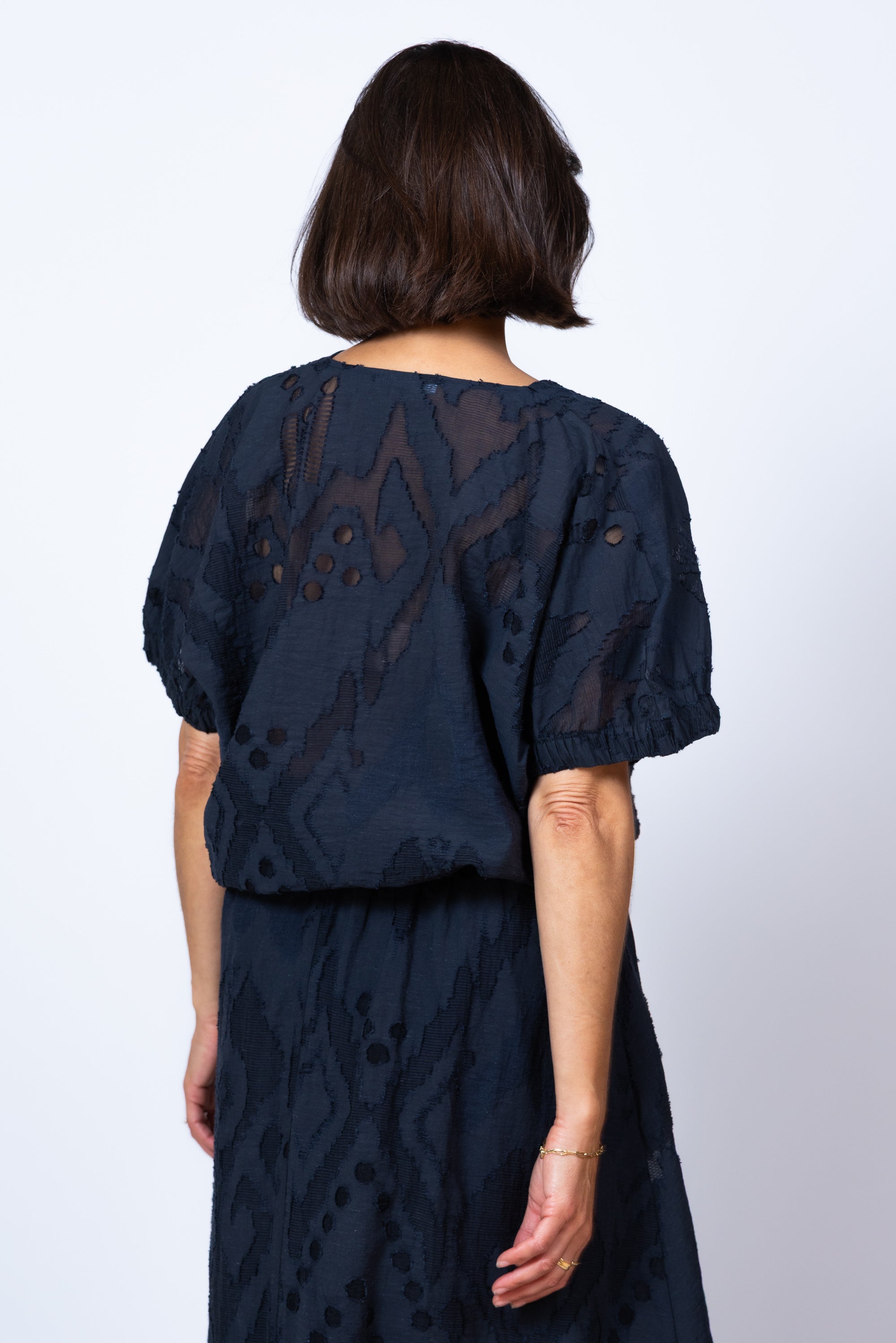 Blouse met structuur - Marine