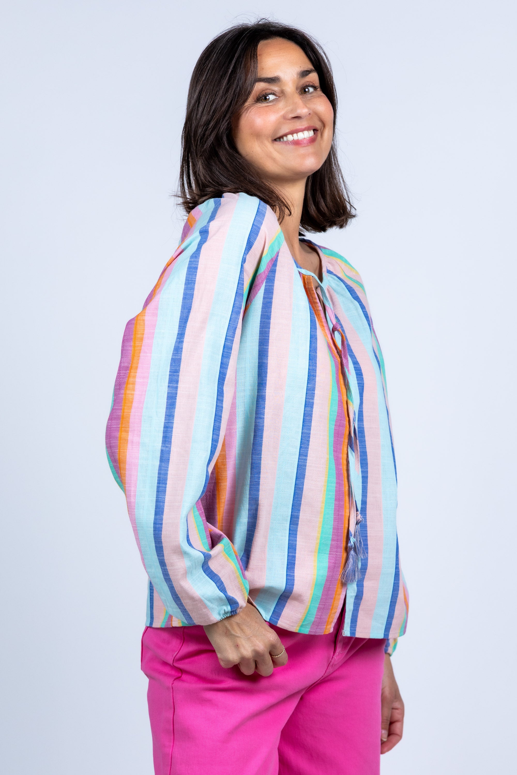 Blouse met strepen - Bleu