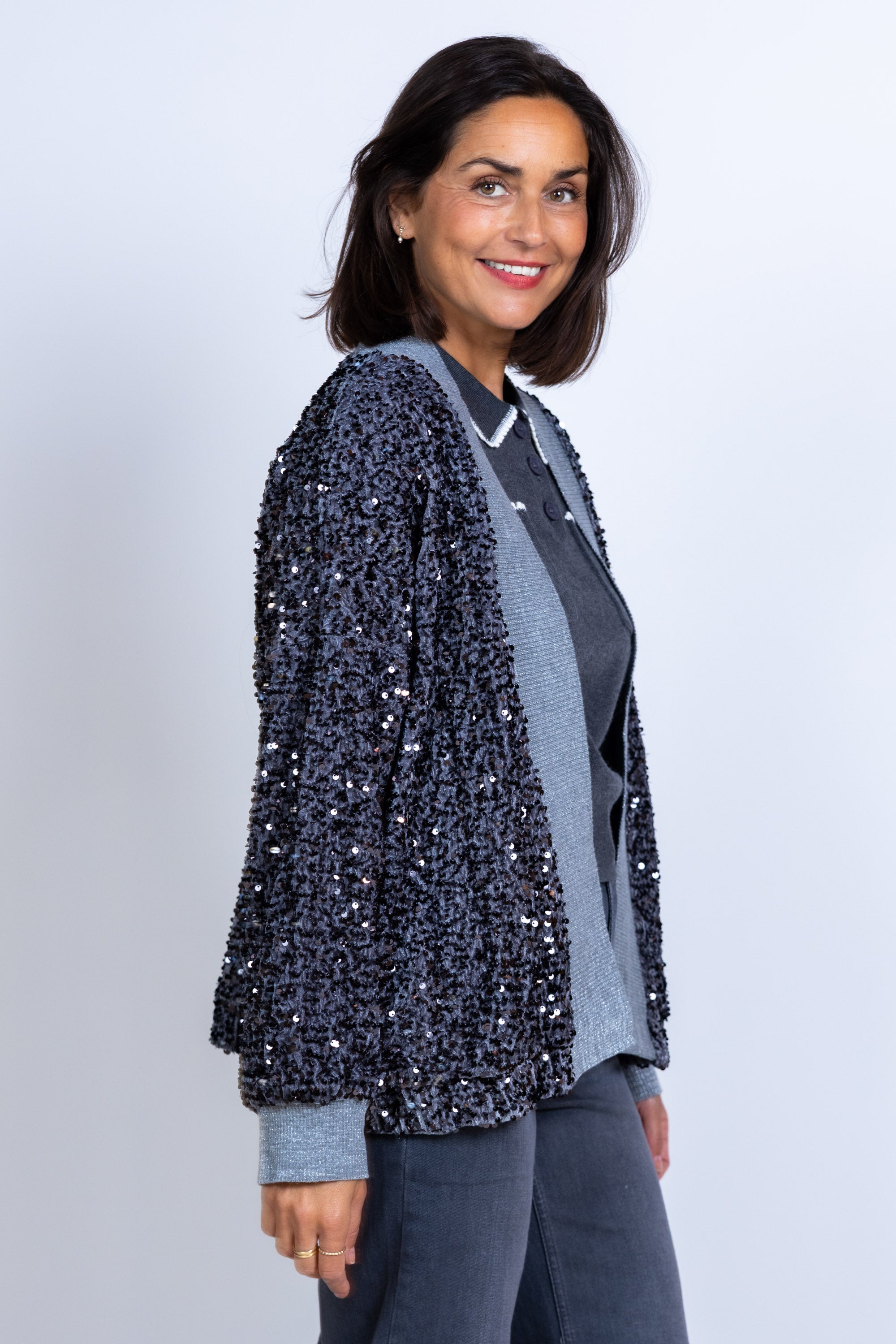 Vest met pailletten - Zilver