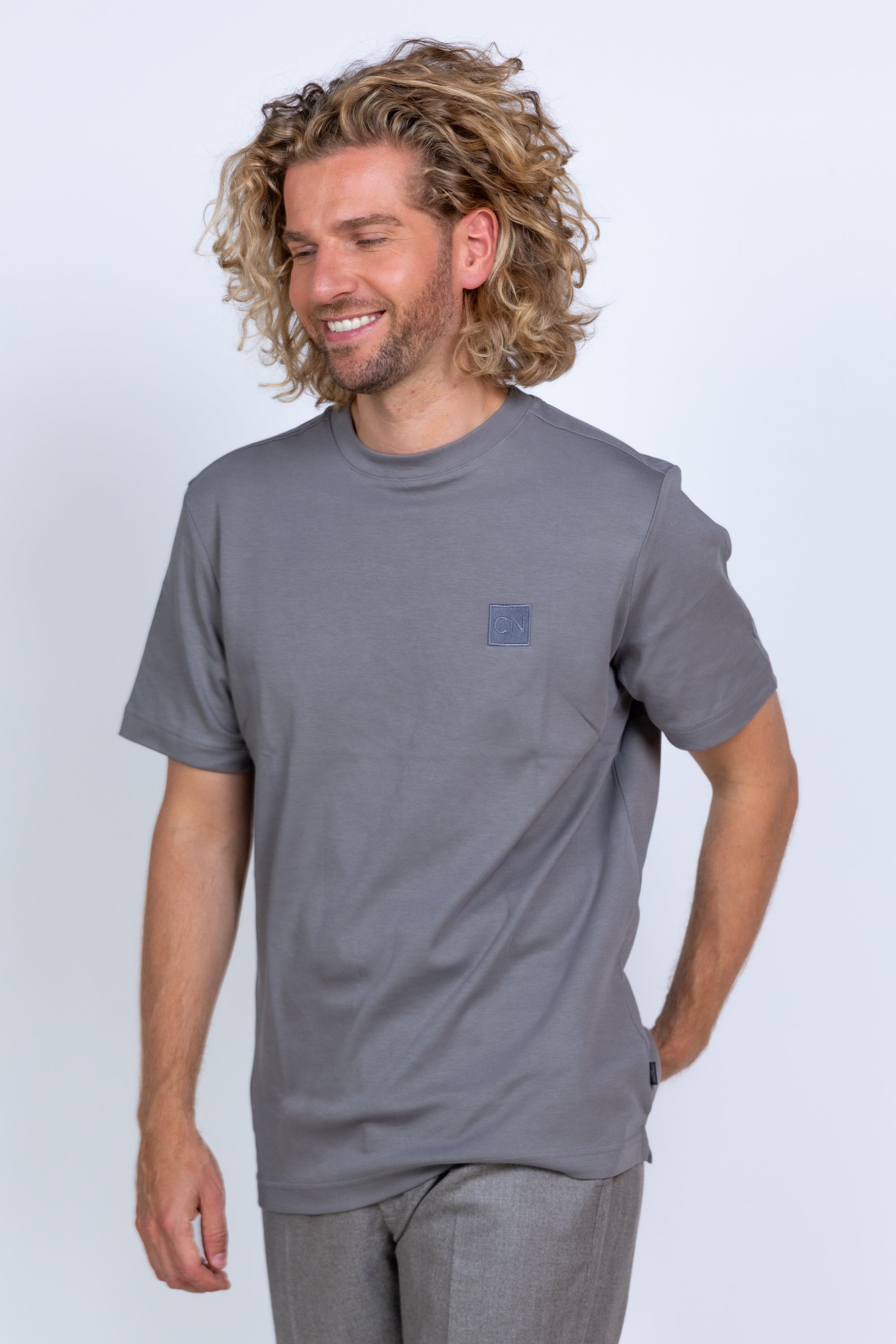 T-shirt met logo - Grijs/groen
