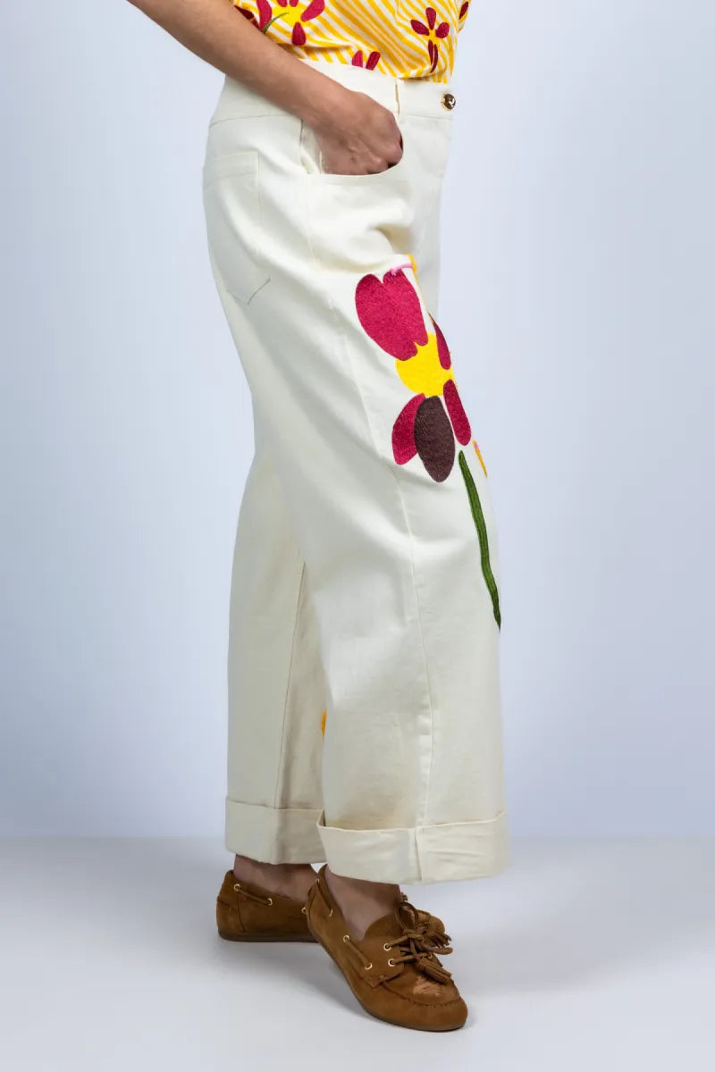 CAROLINE BISS CAROLINE BISS 3504 CAROLINE BISS 3504 Broek met bloemen - Ecru
