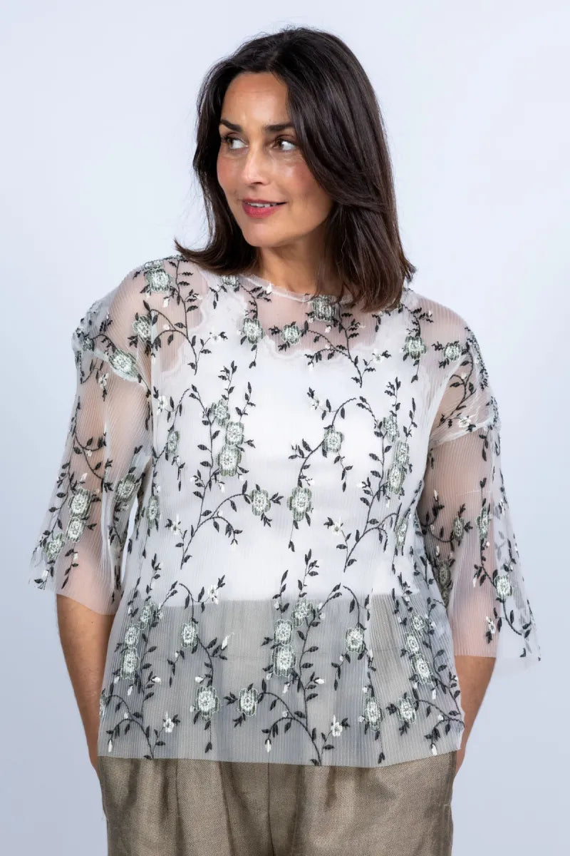 MUNTHE MUNTHE BALTAZAR Blouse met borduursel - Ecru