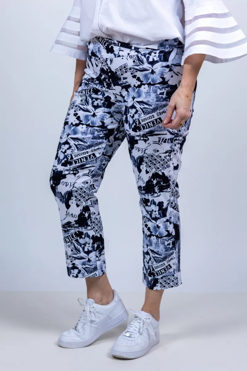 RIBKOFF Broek met print - Marine