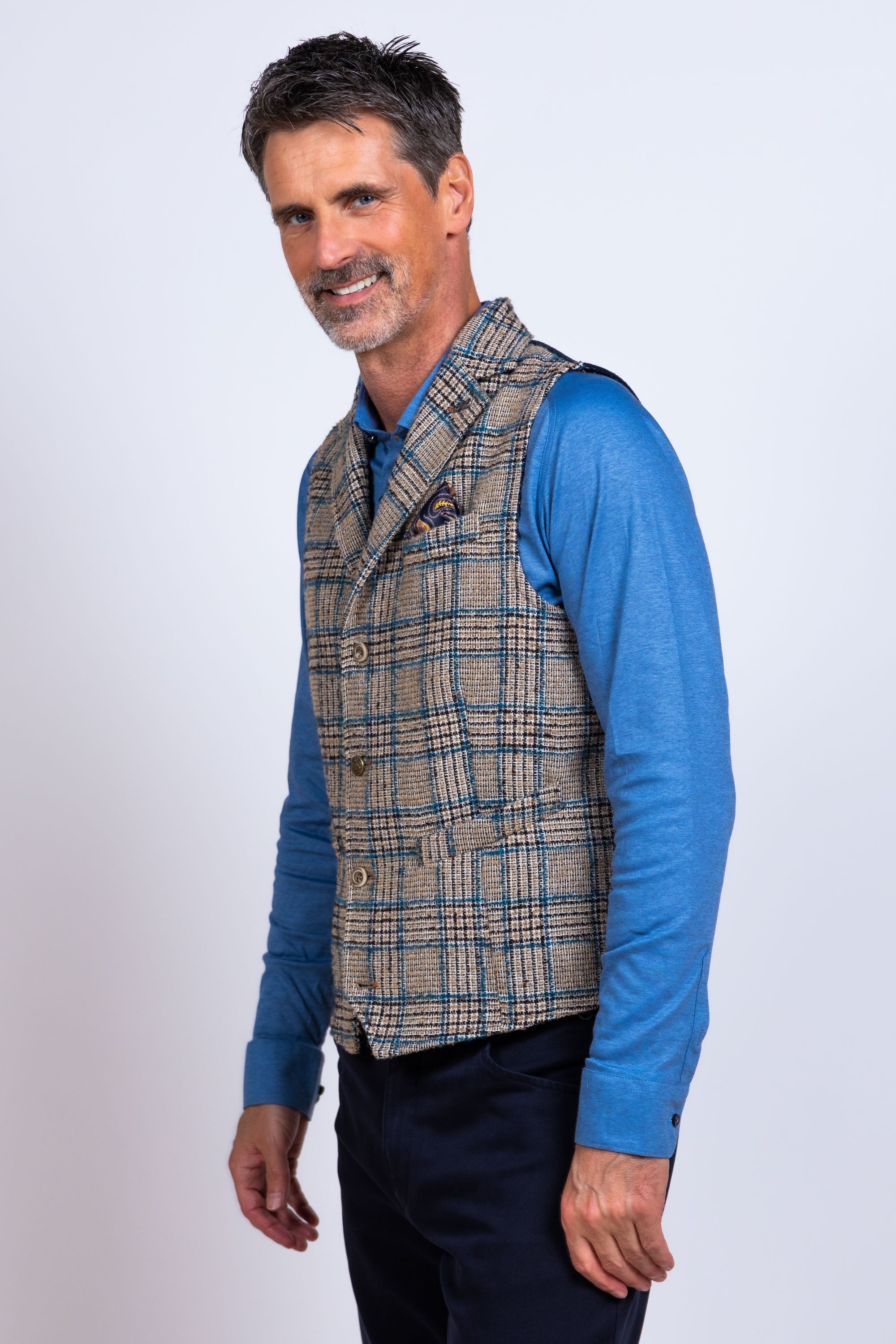 Gilet met ruitpatroon - Beige