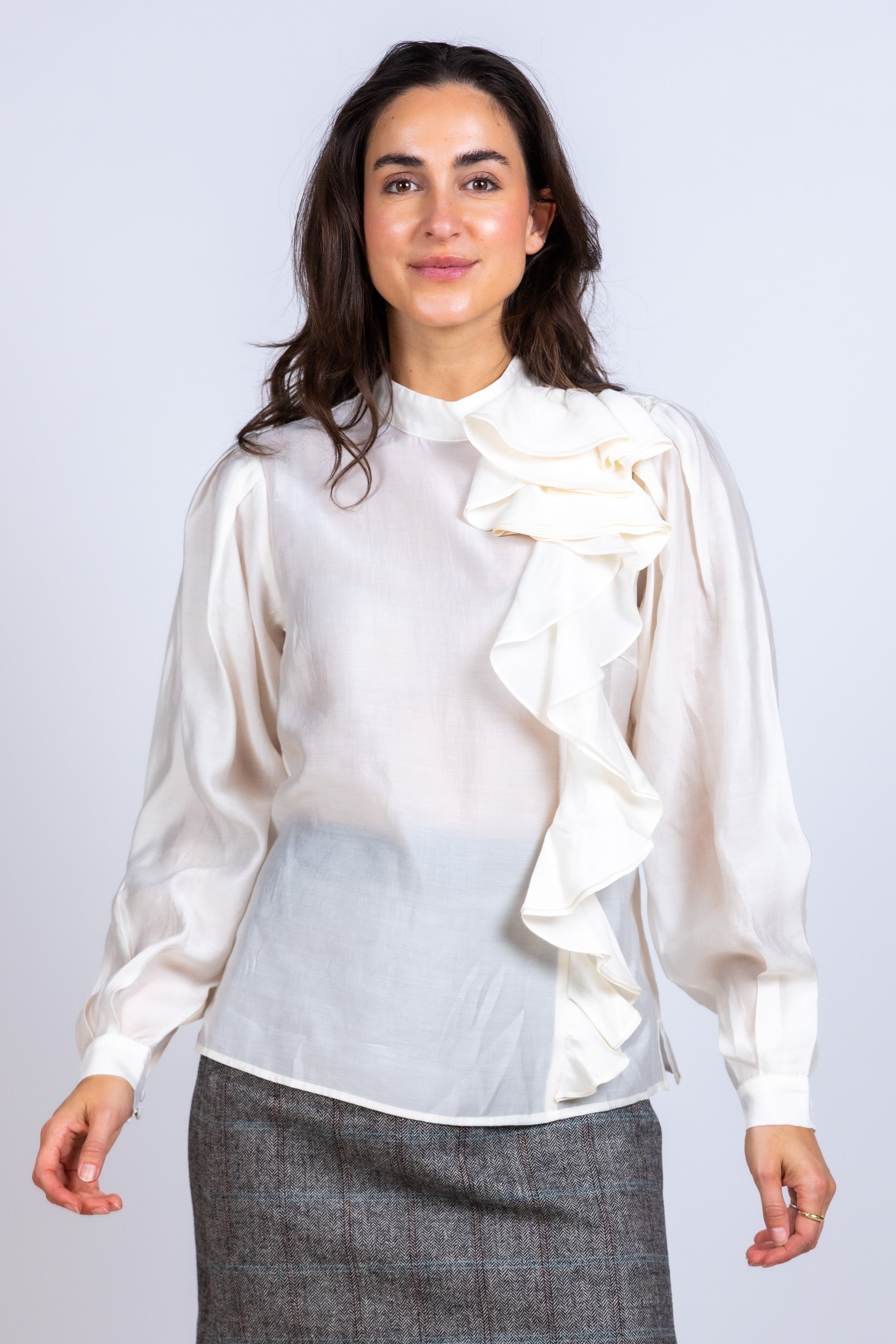Blouse met volant - Ecru