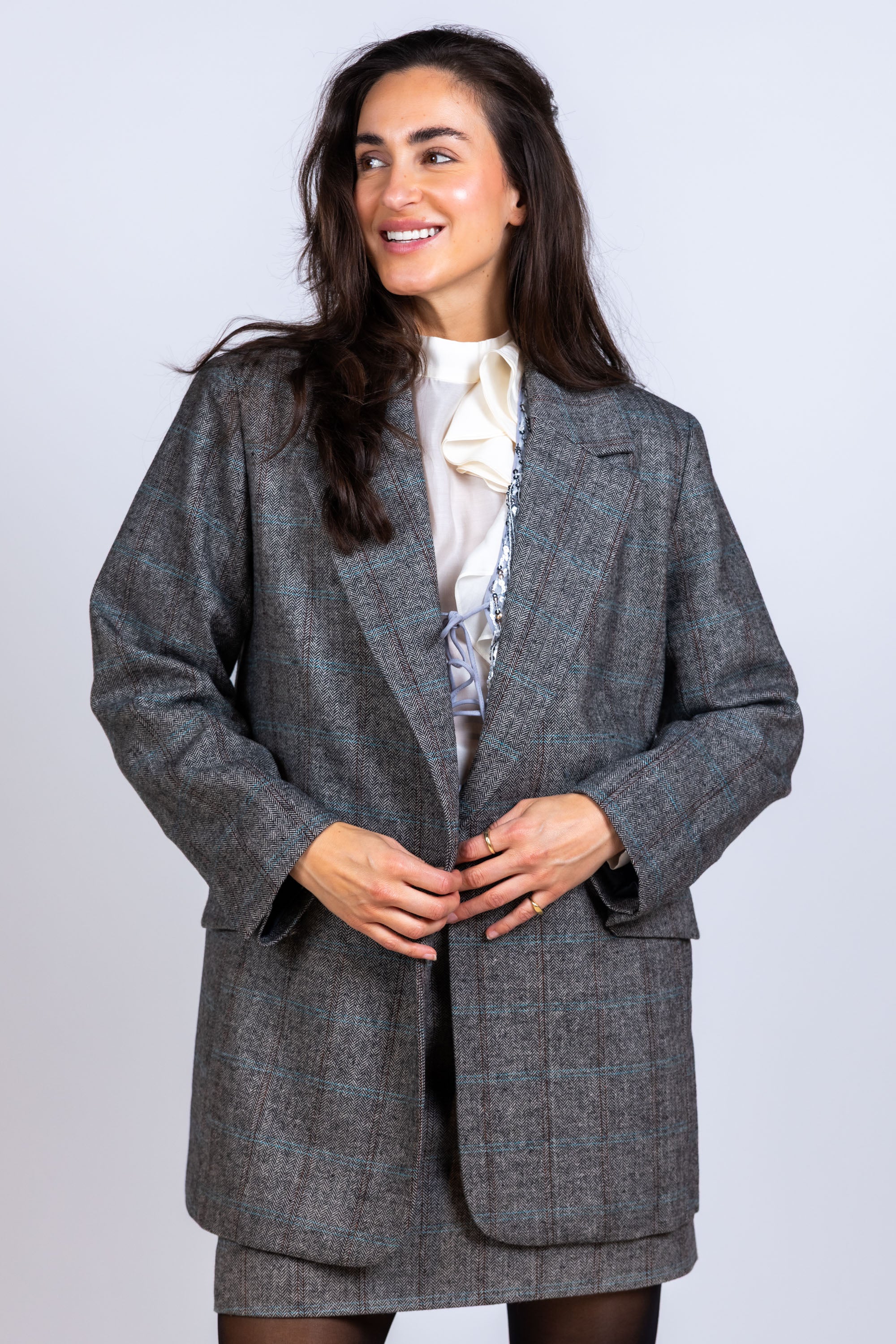 Blazer met ruitpatroon - Antraciet