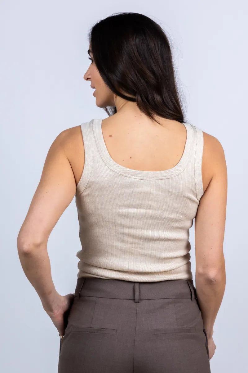KNIT-TED KNIT-TED EVI KNIT-TED EVI Top met brede bandjes - Beige