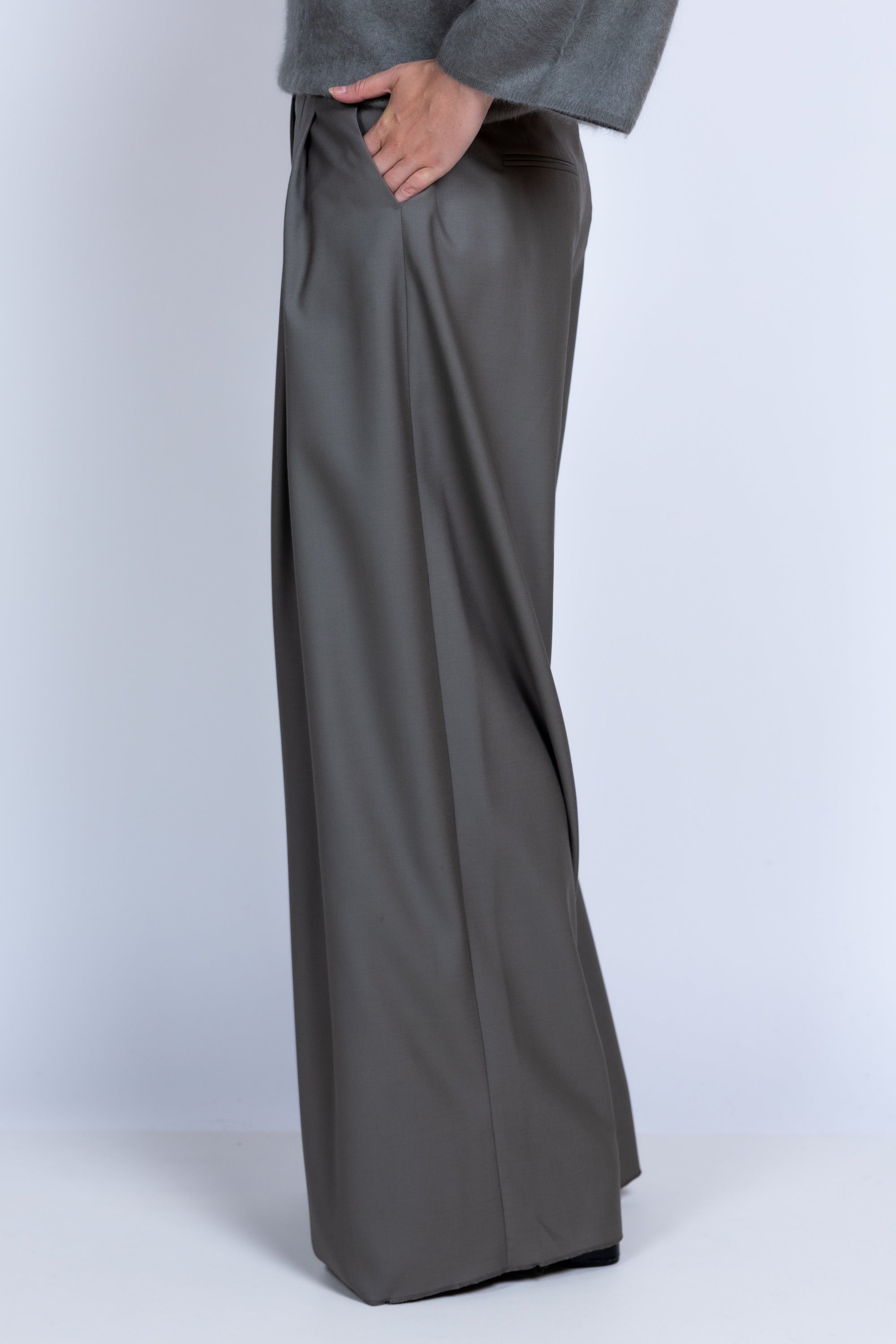 Wijde pantalon - Grijs/groen